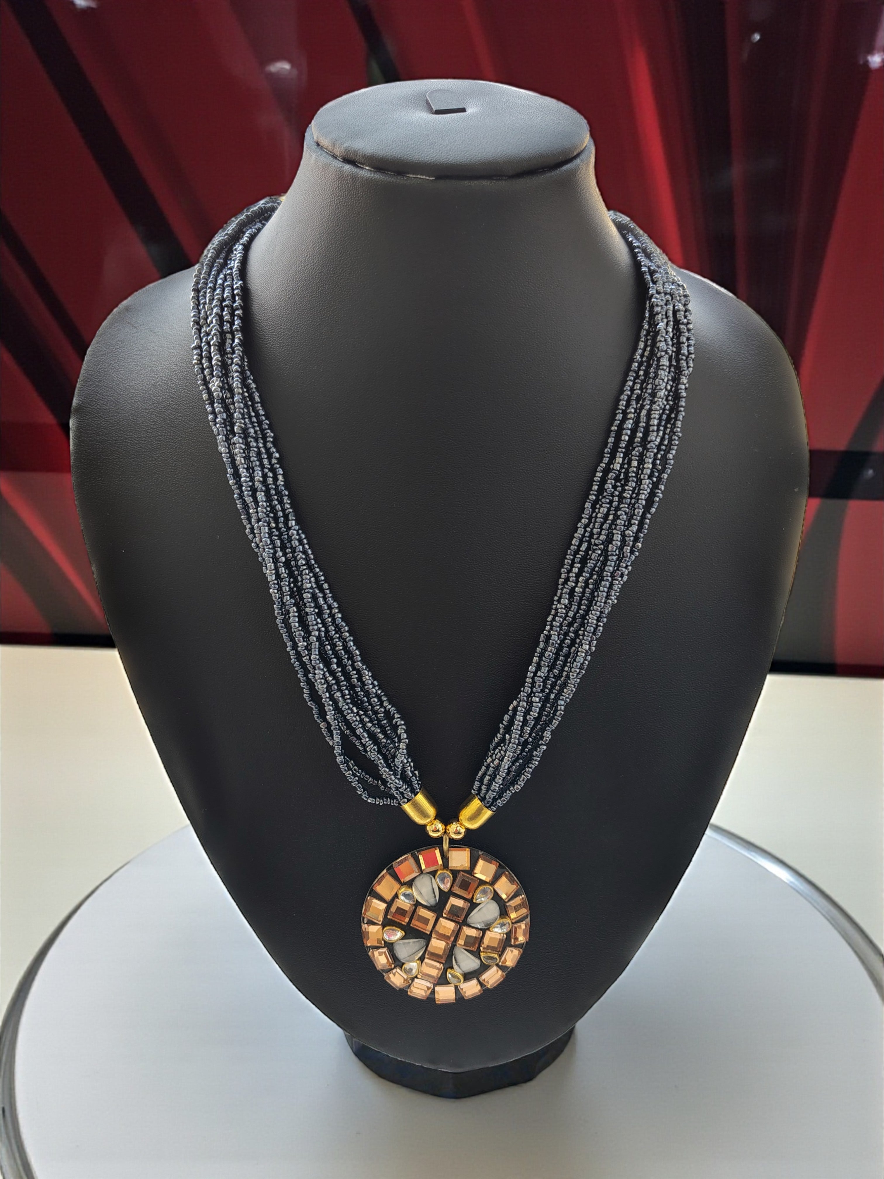 Occasion Wear Multi-Strand Mosaic Necklace Set- 9 Colours Available