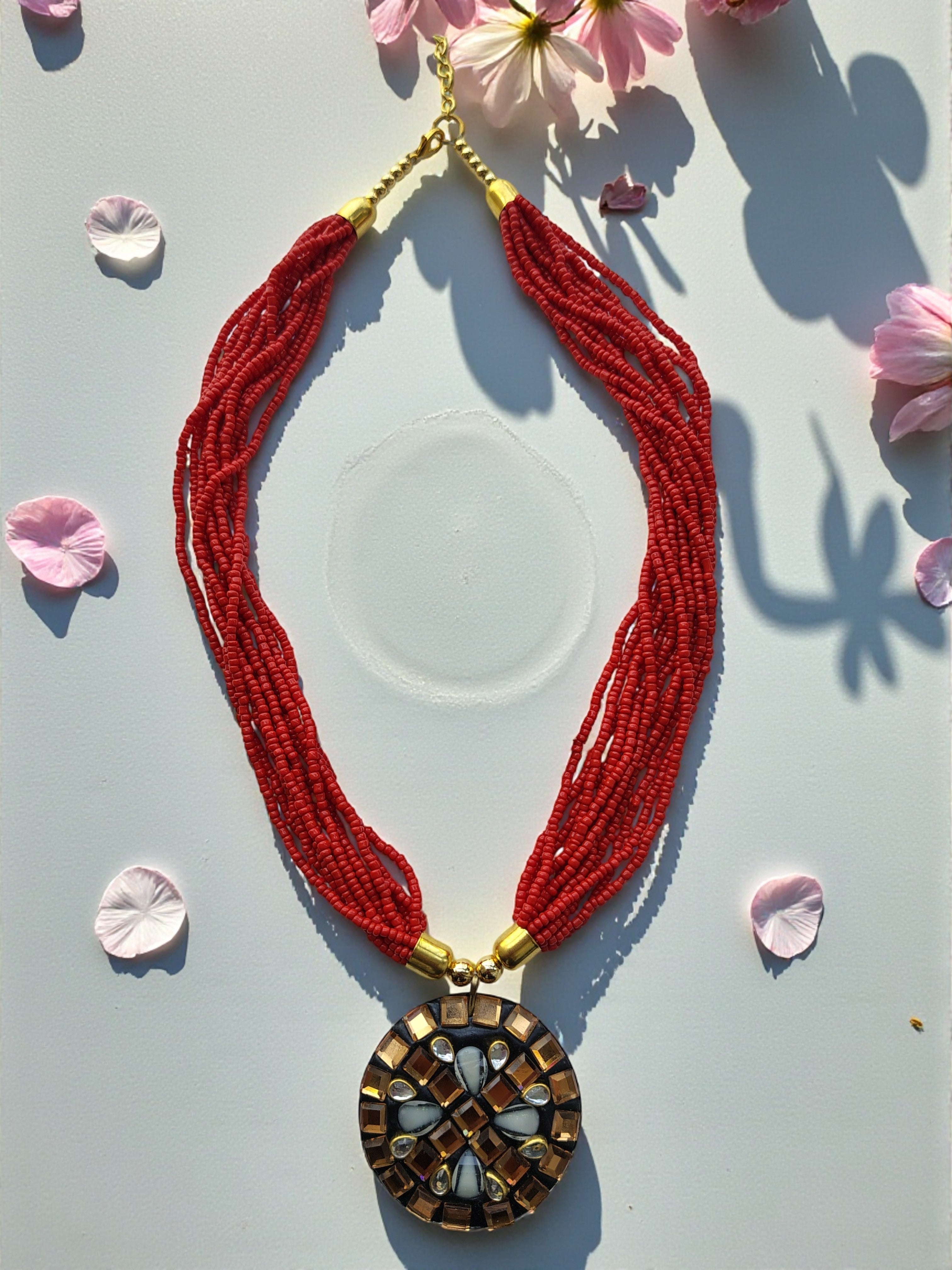 Occasion Wear Multi-Strand Mosaic Necklace Set- 9 Colours Available