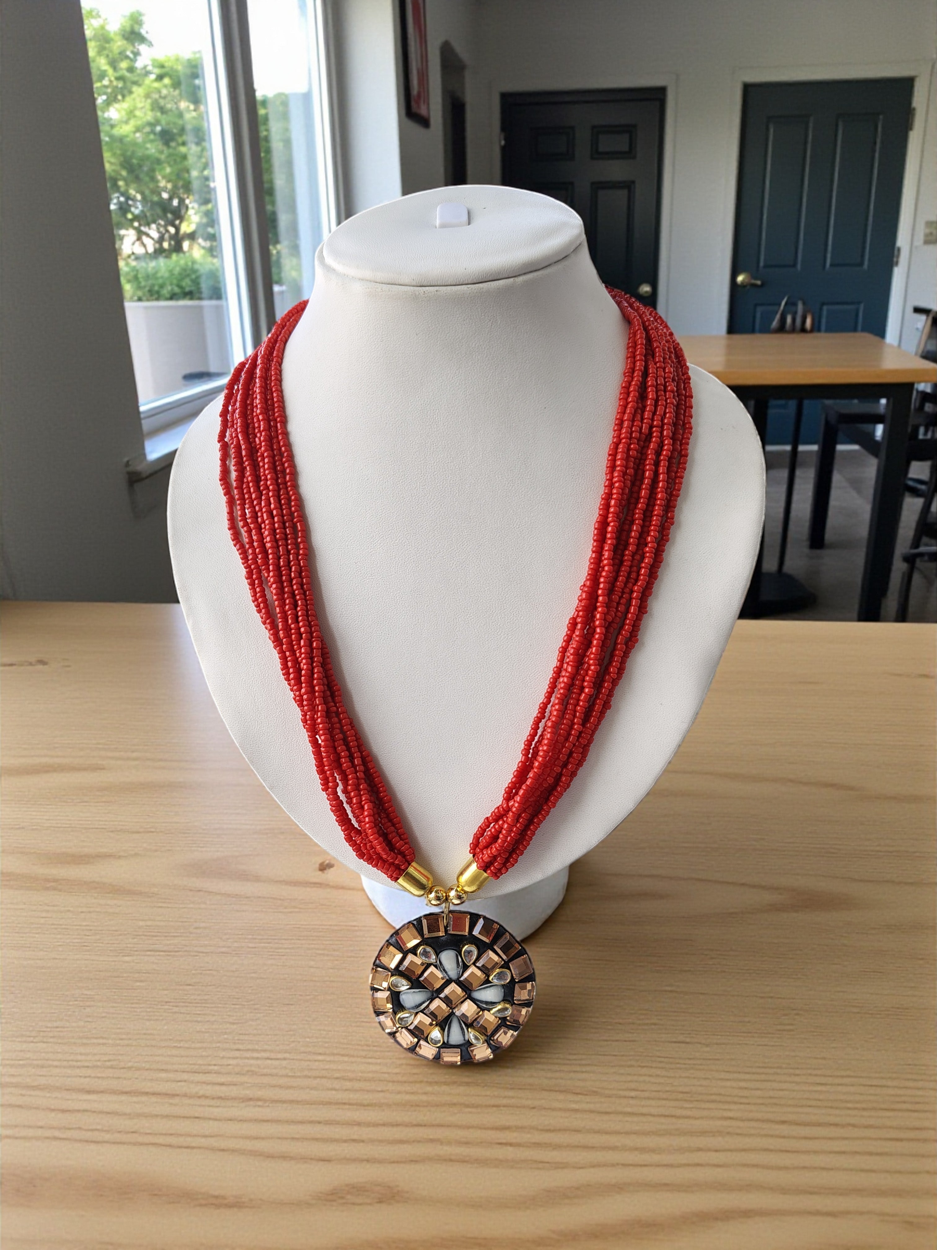 Occasion Wear Multi-Strand Mosaic Necklace Set- 9 Colours Available