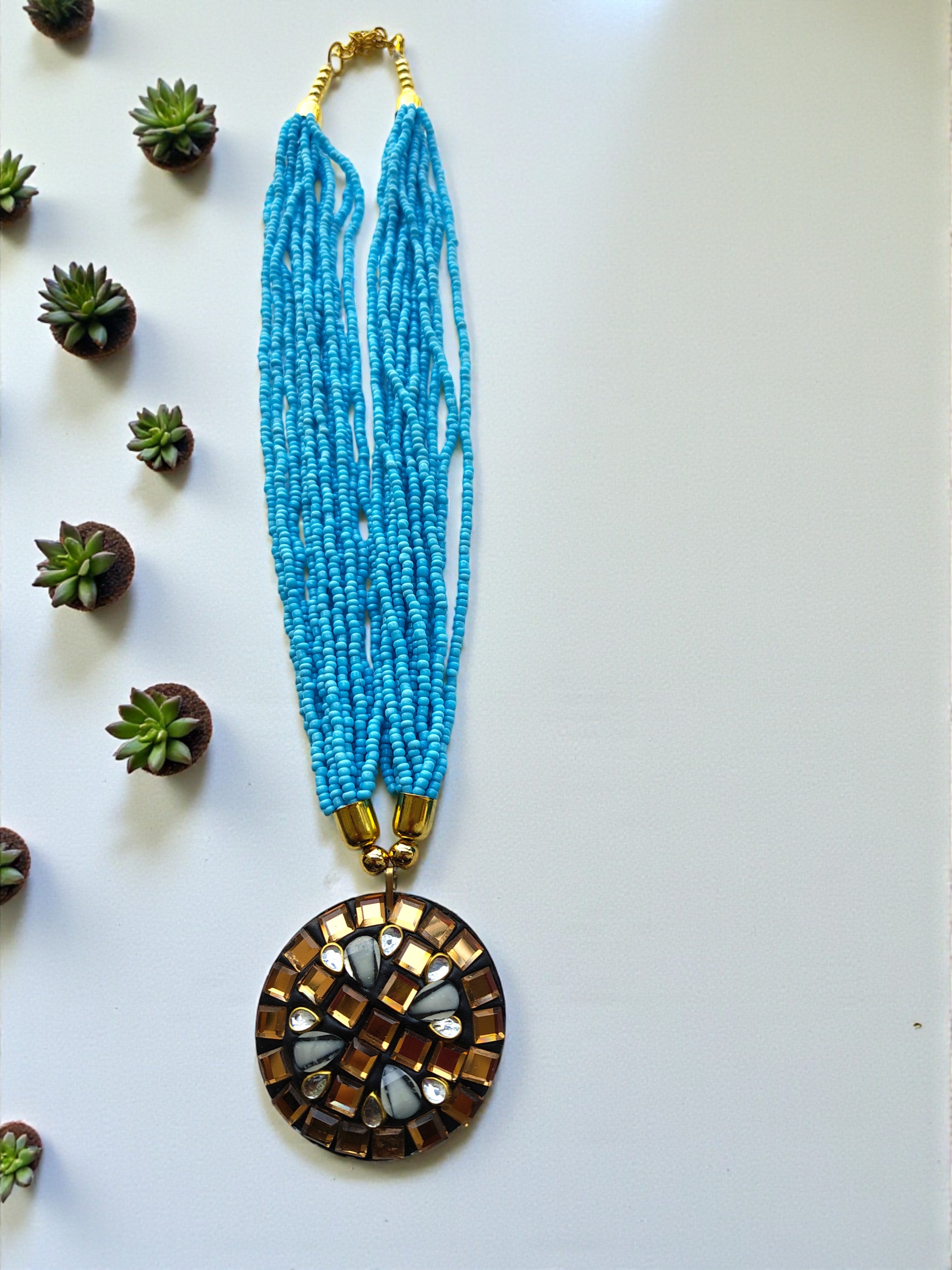 Occasion Wear Multi-Strand Mosaic Necklace Set- 9 Colours Available