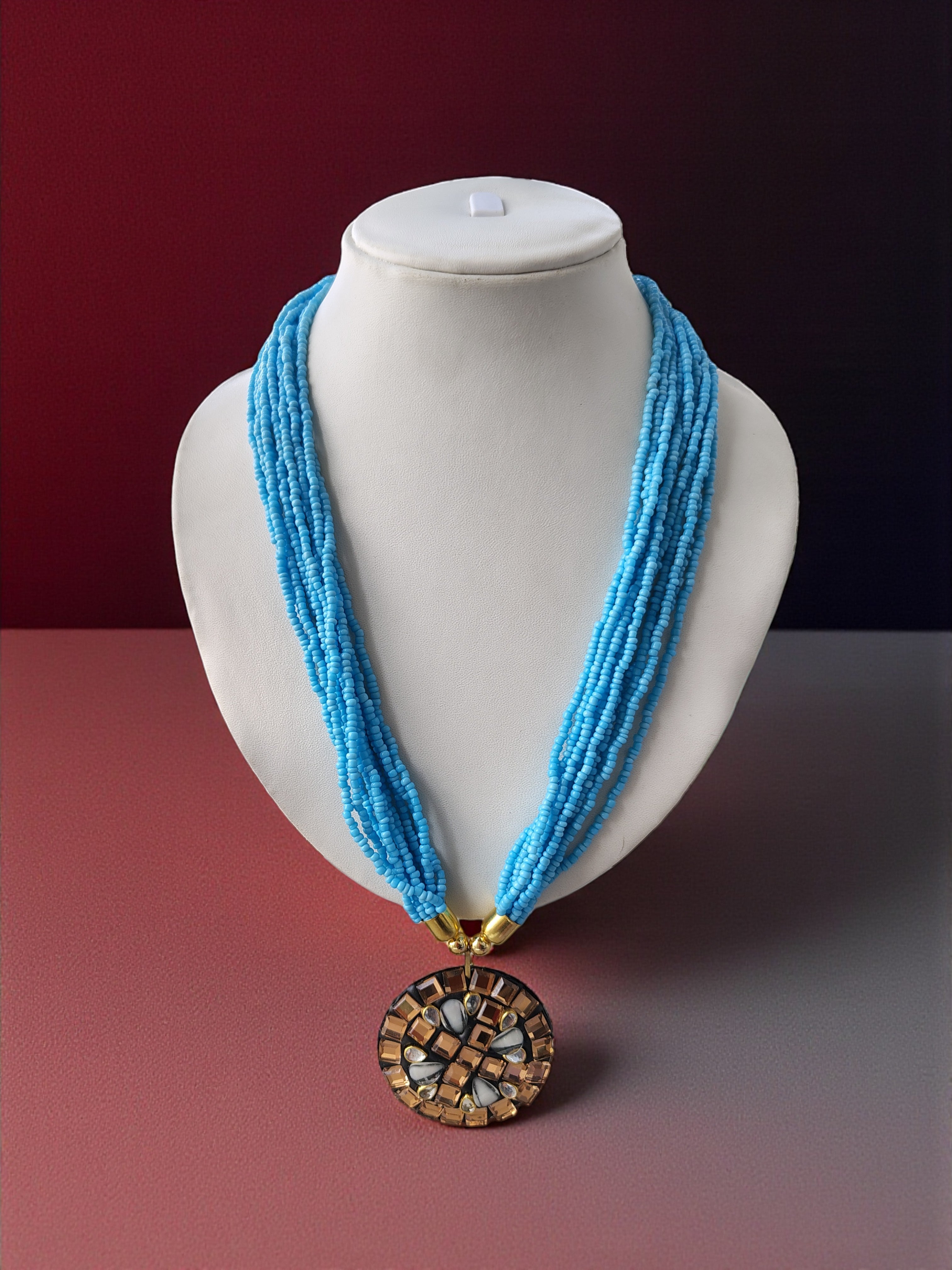Occasion Wear Multi-Strand Mosaic Necklace Set- 9 Colours Available