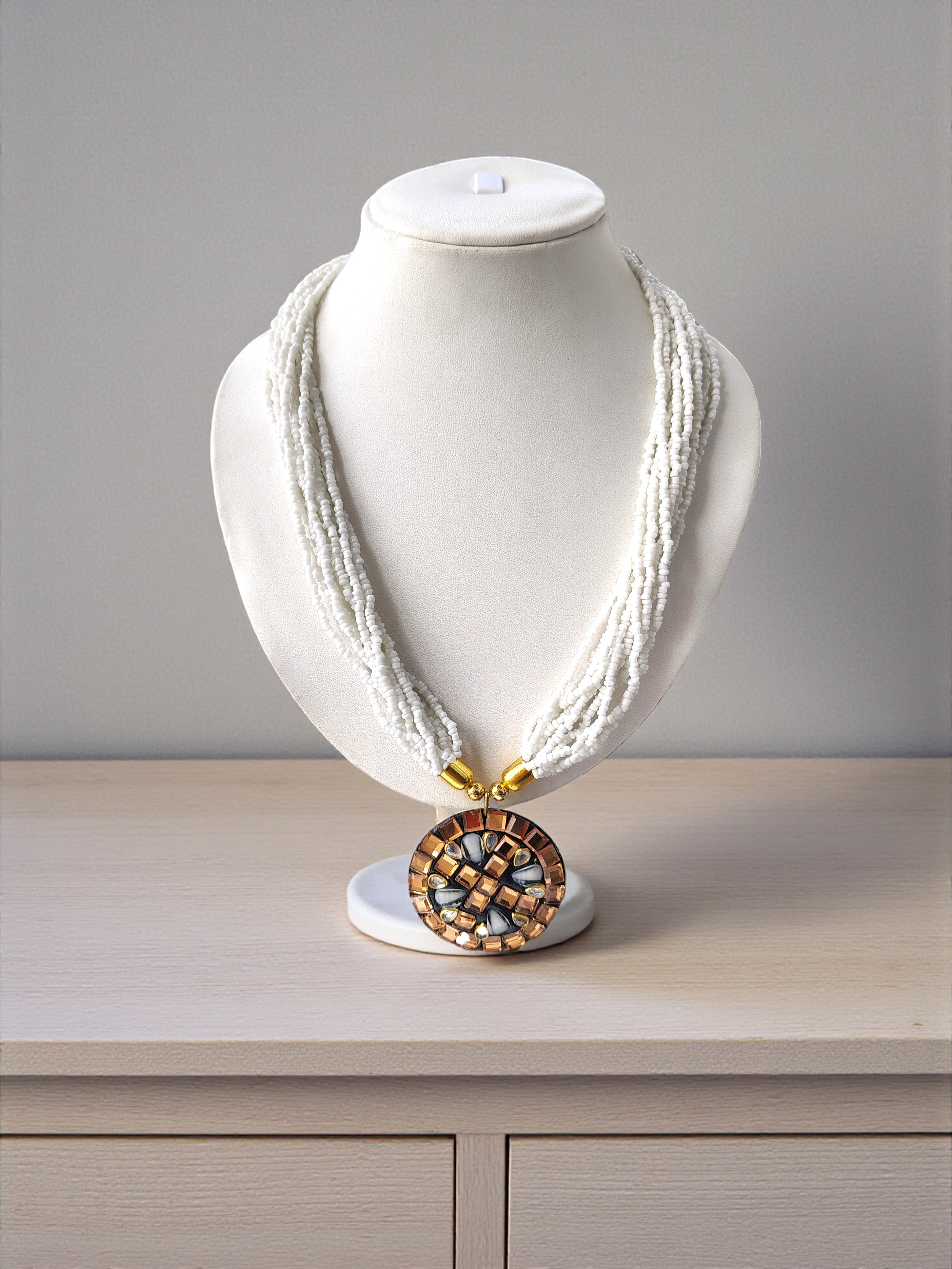 Occasion Wear Multi-Strand Mosaic Necklace Set- 9 Colours Available