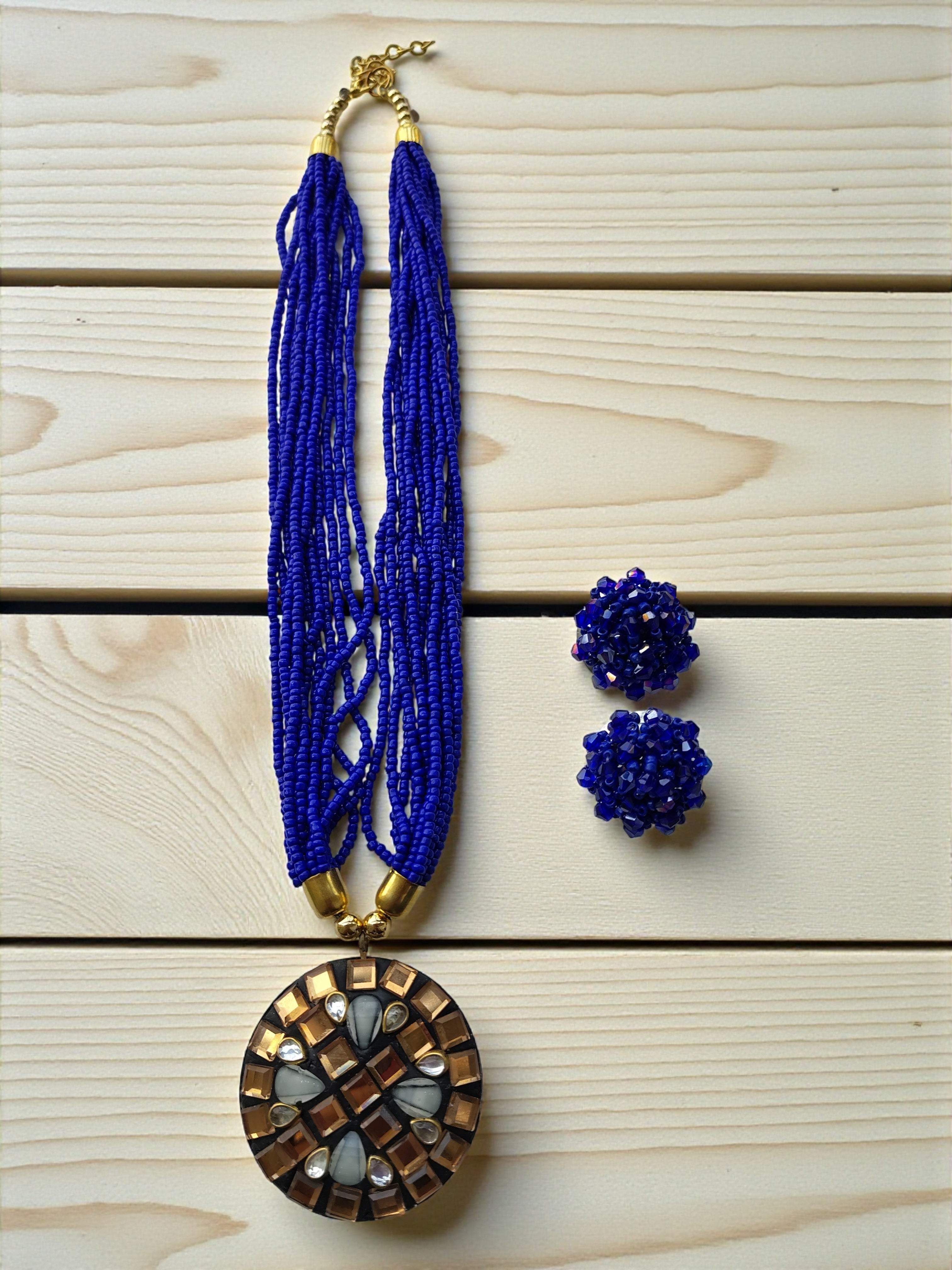 Occasion Wear Multi-Strand Mosaic Necklace Set- 9 Colours Available