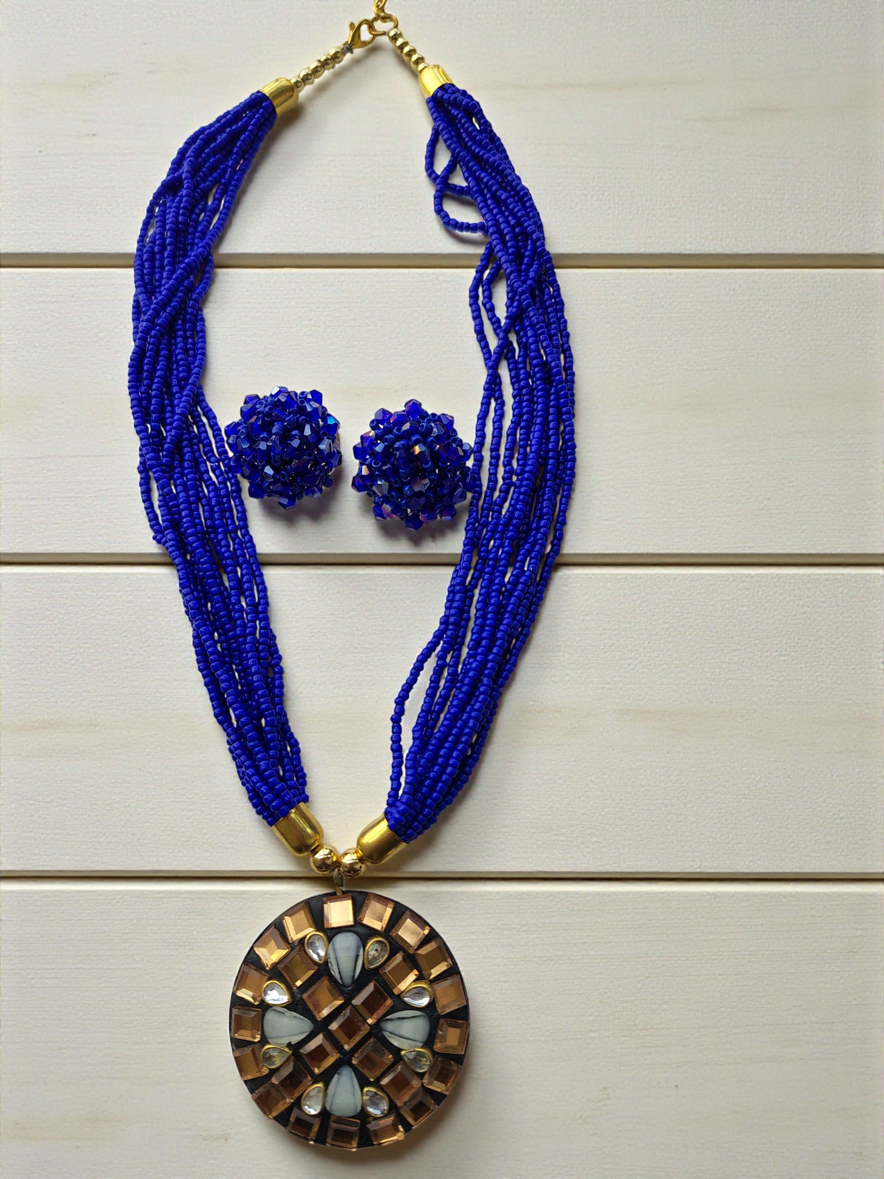 Occasion Wear Multi-Strand Mosaic Necklace Set- 9 Colours Available