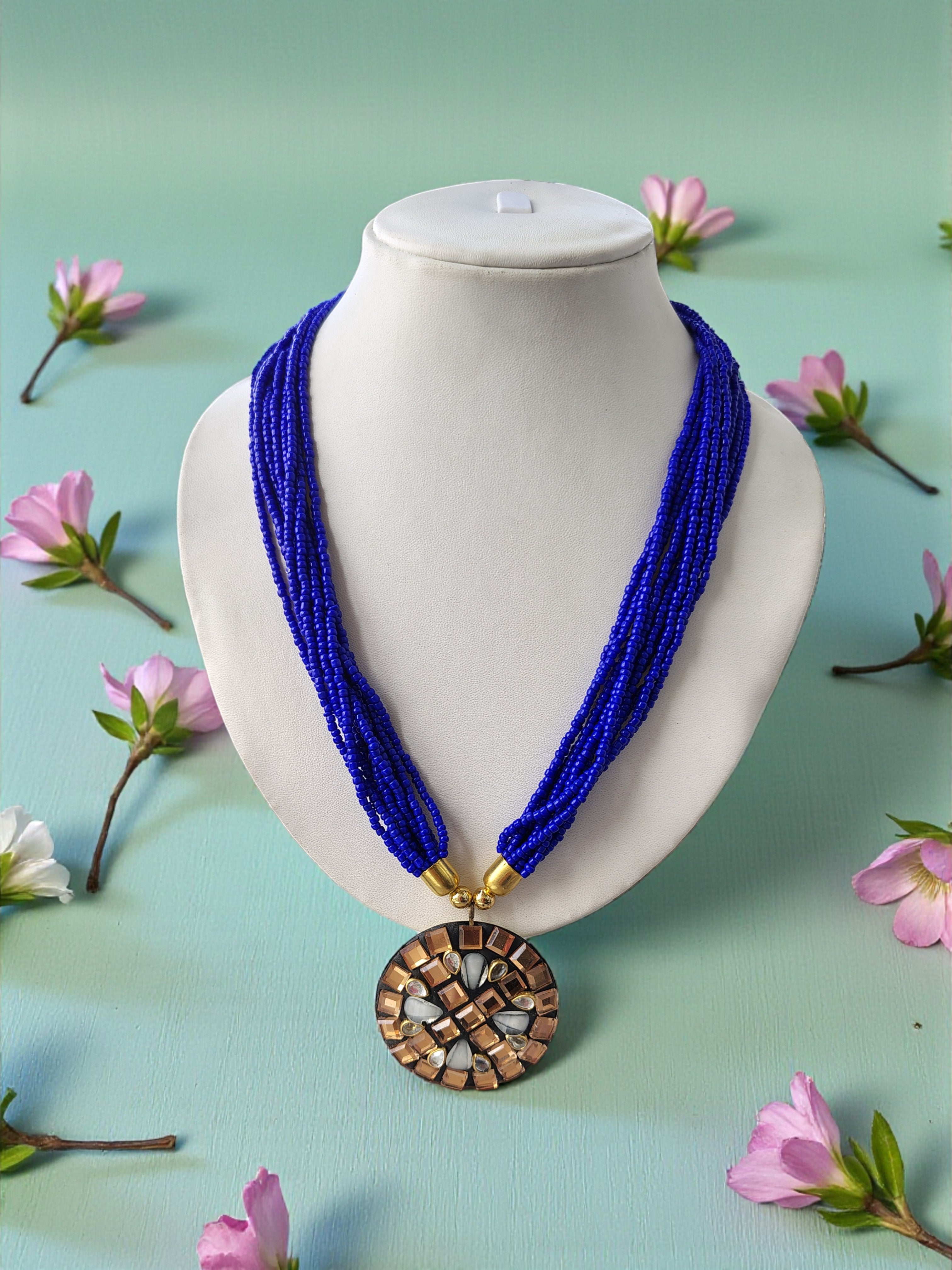 Occasion Wear Multi-Strand Mosaic Necklace Set- 9 Colours Available