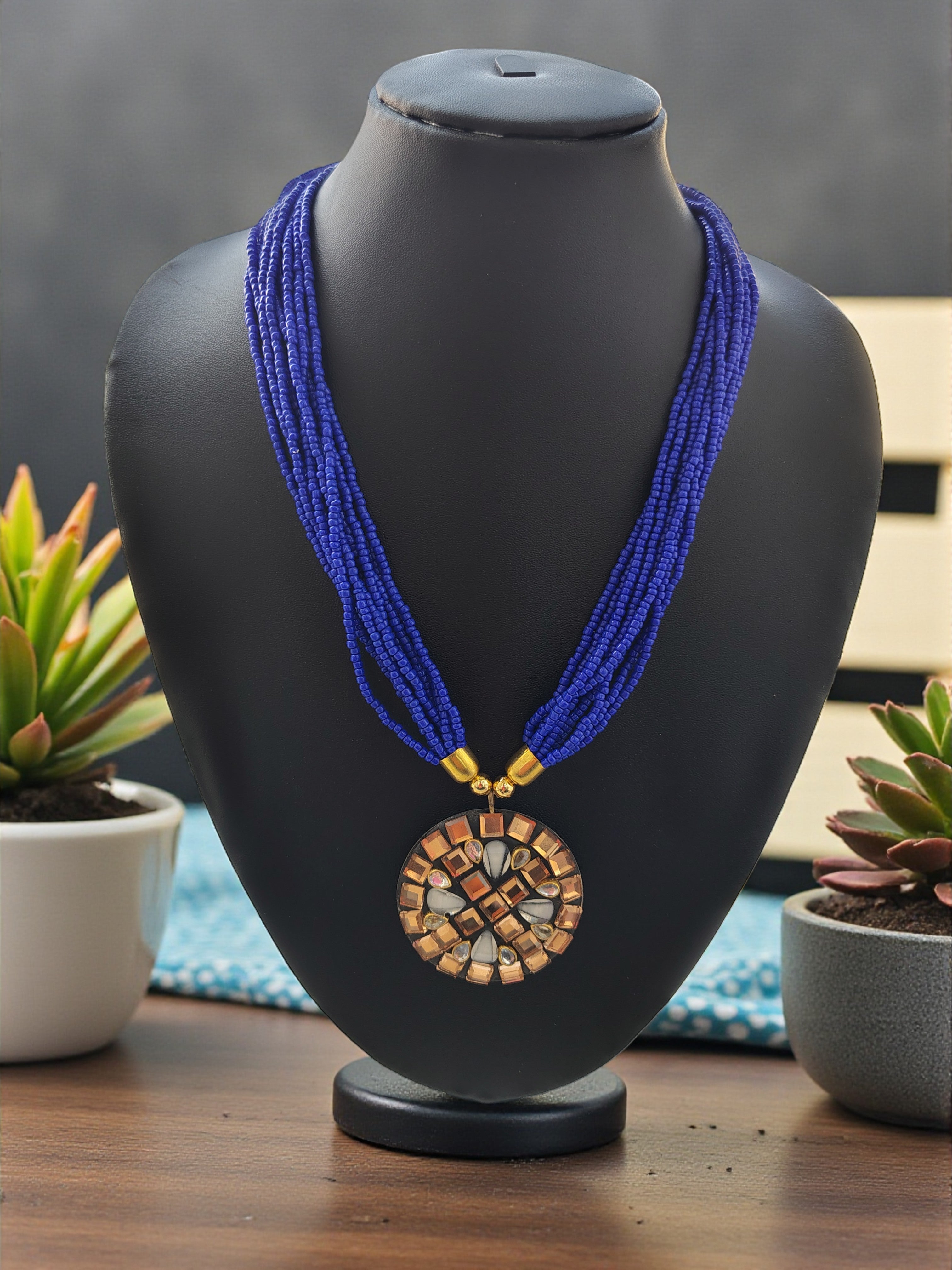 Occasion Wear Multi-Strand Mosaic Necklace Set- 9 Colours Available