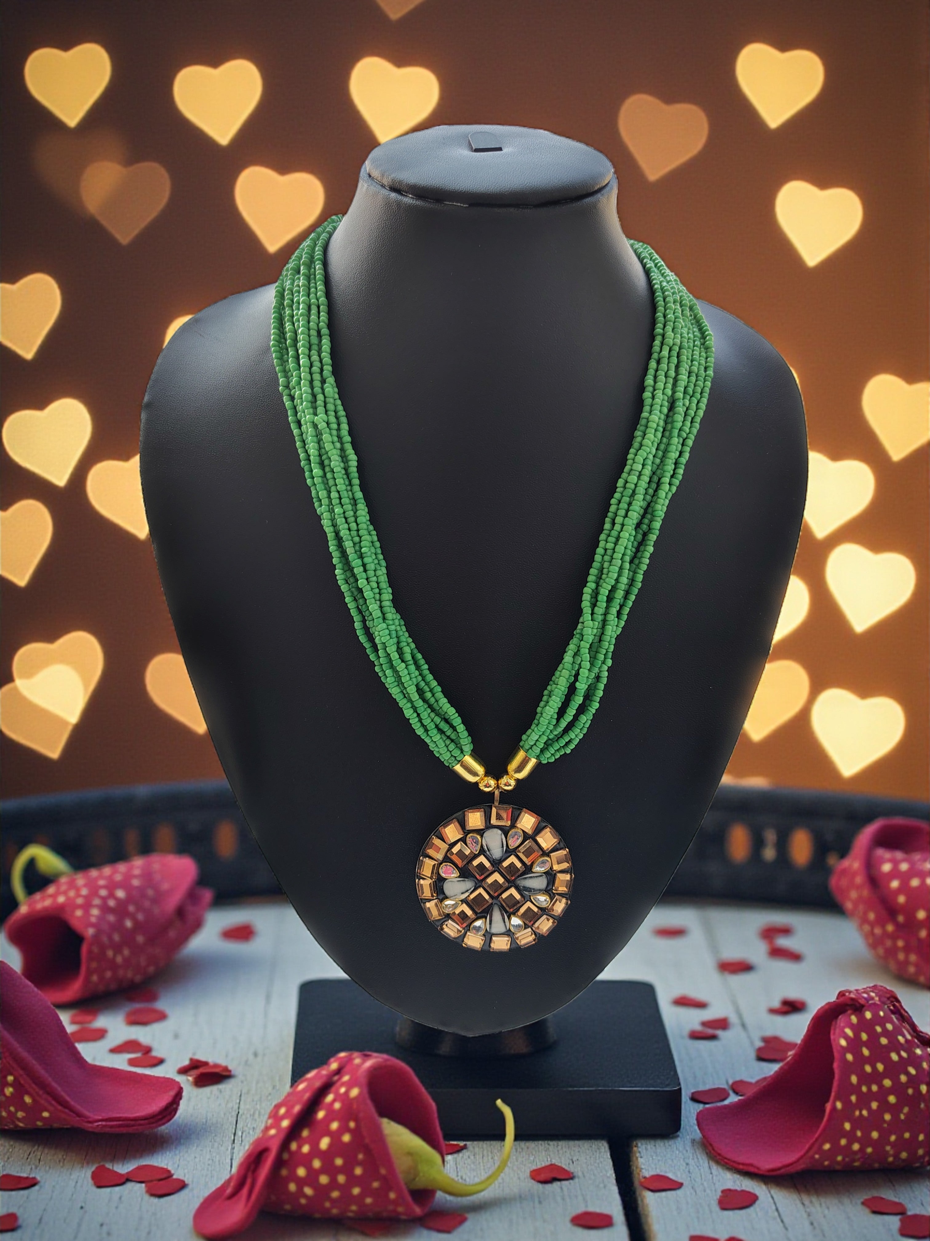 Occasion Wear Multi-Strand Mosaic Necklace Set- 9 Colours Available