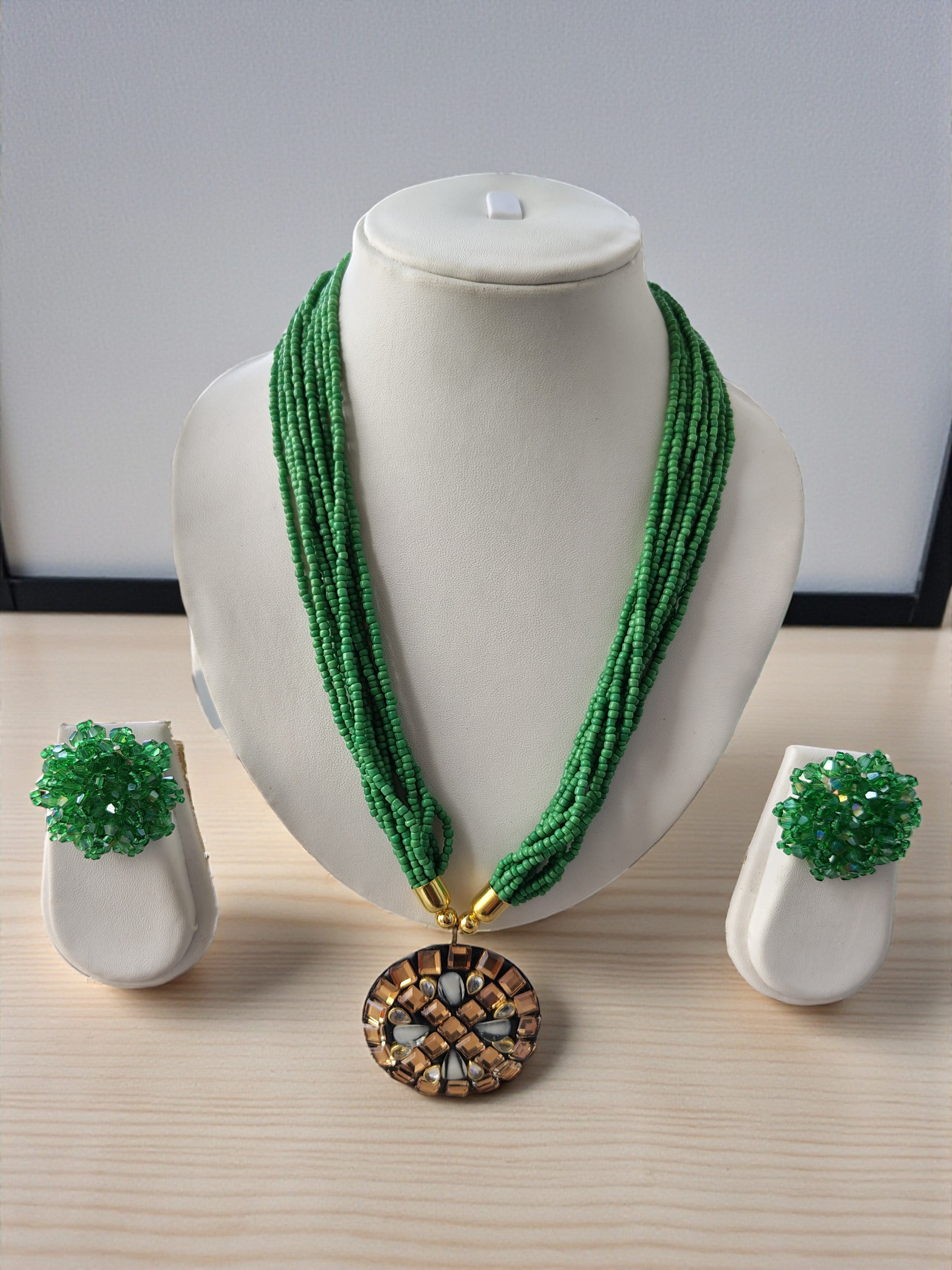 Occasion Wear Multi-Strand Mosaic Necklace Set- 9 Colours Available