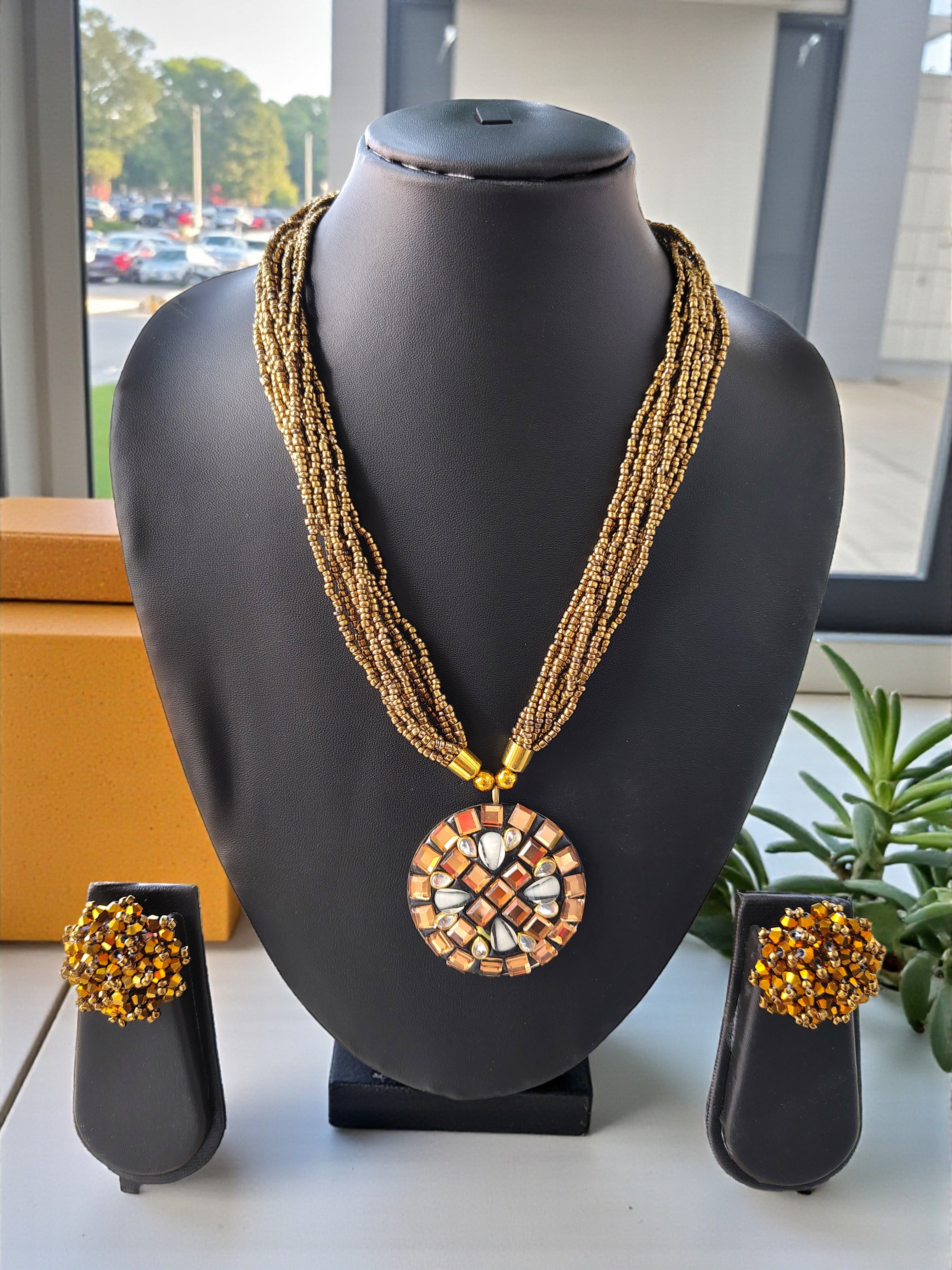 Occasion Wear Multi-Strand Mosaic Necklace Set- 9 Colours Available