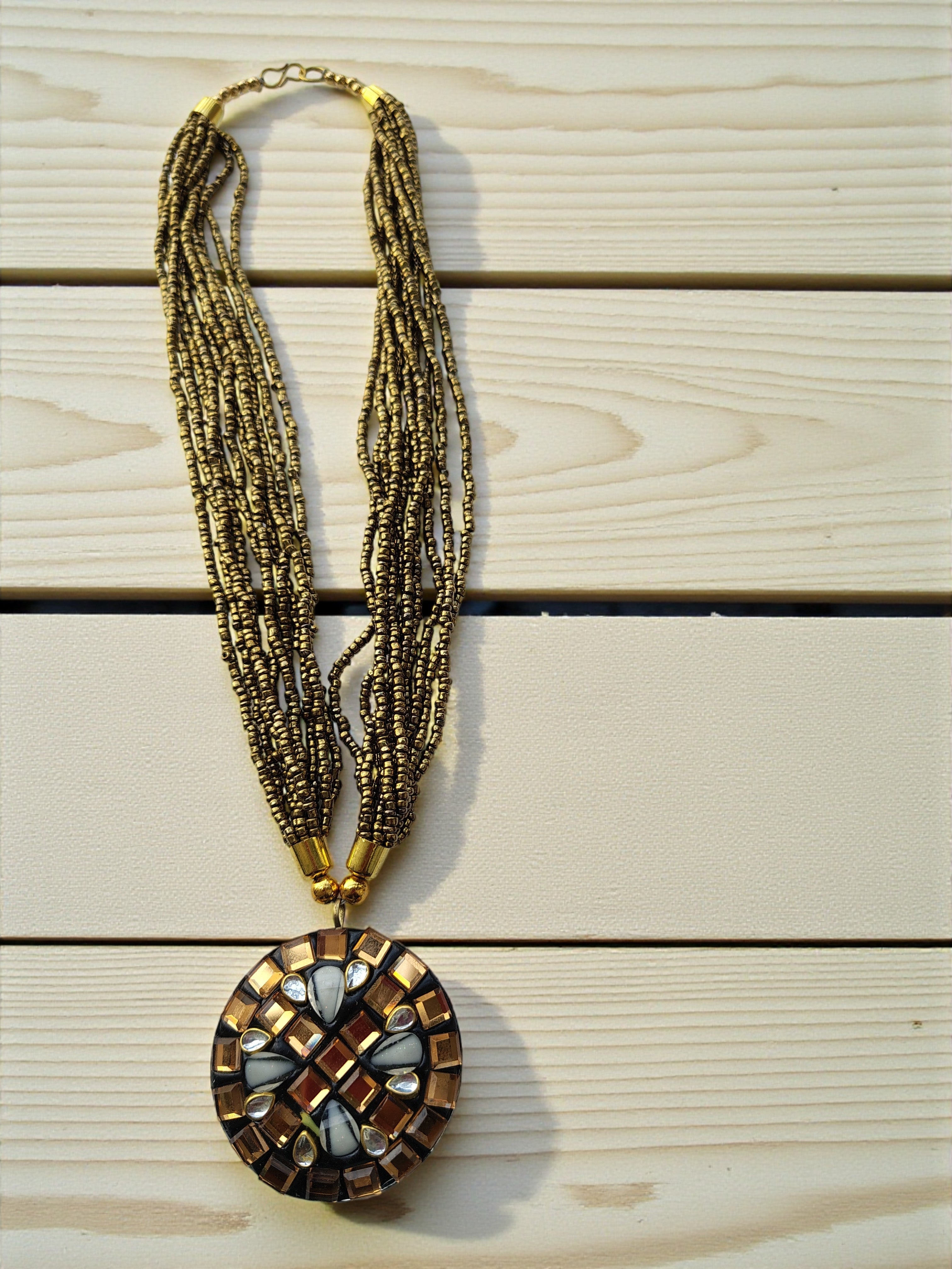 Occasion Wear Multi-Strand Mosaic Necklace Set- 9 Colours Available