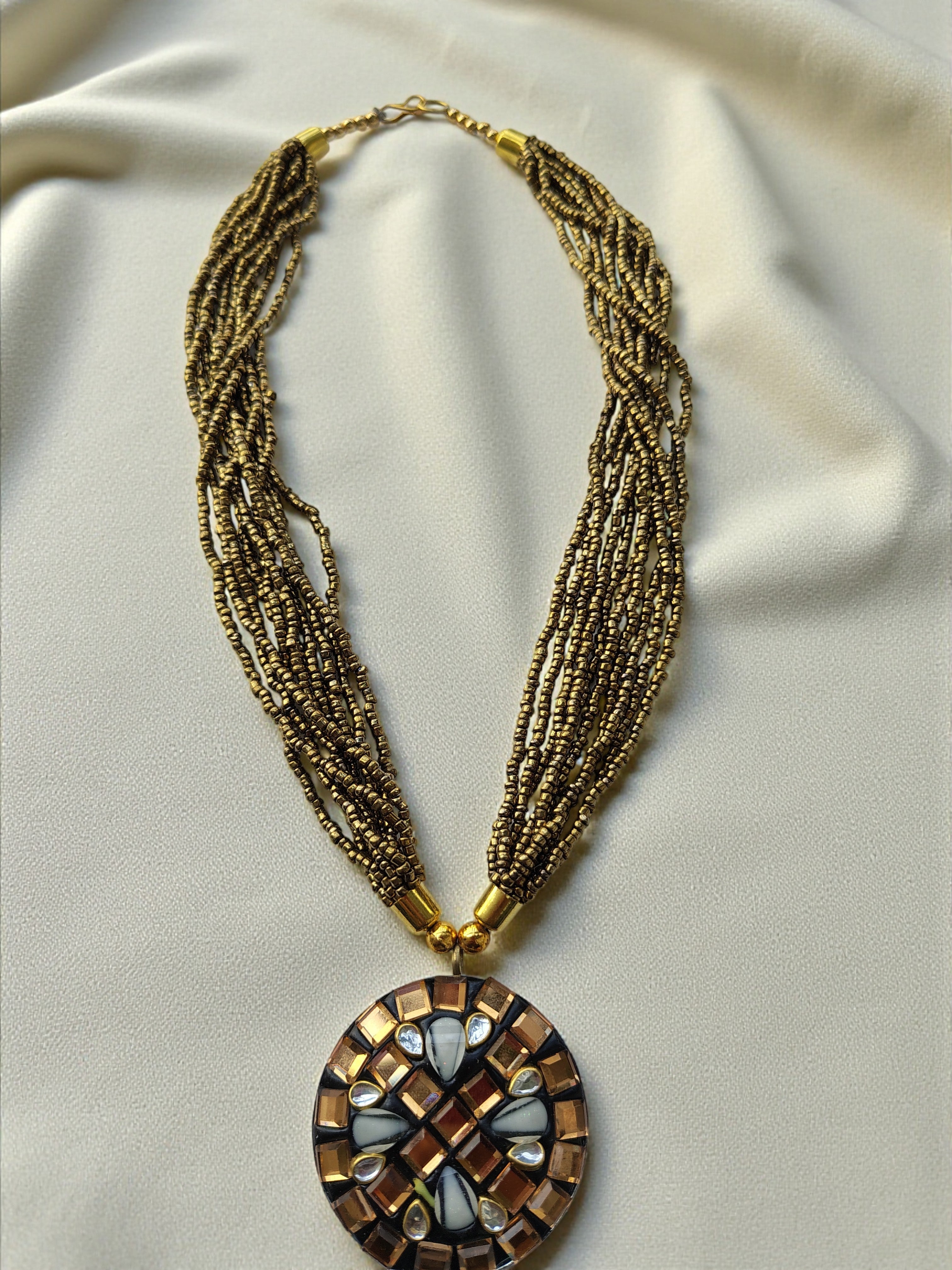 Occasion Wear Multi-Strand Mosaic Necklace Set- 9 Colours Available