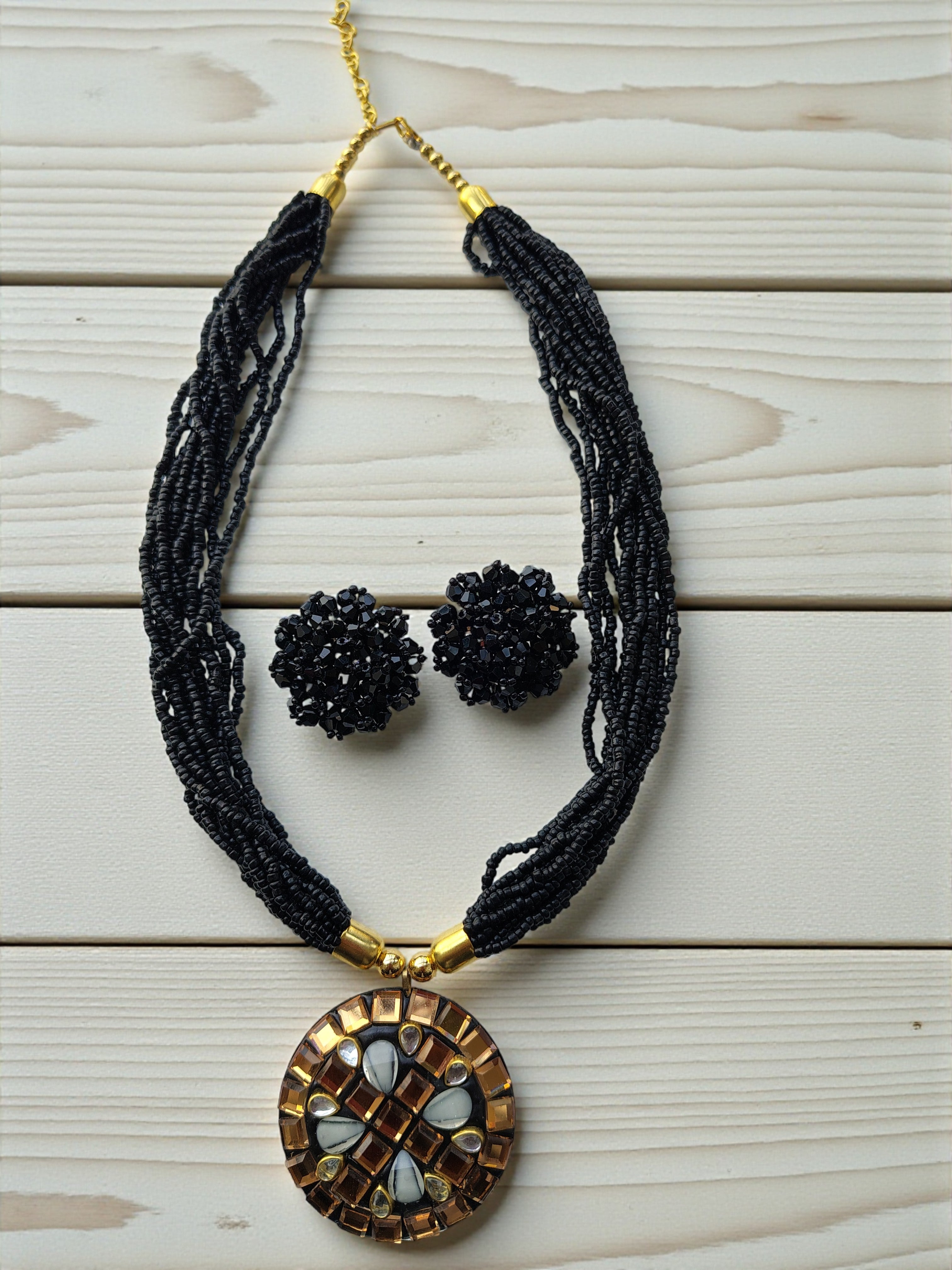 Occasion Wear Multi-Strand Mosaic Necklace Set- 9 Colours Available