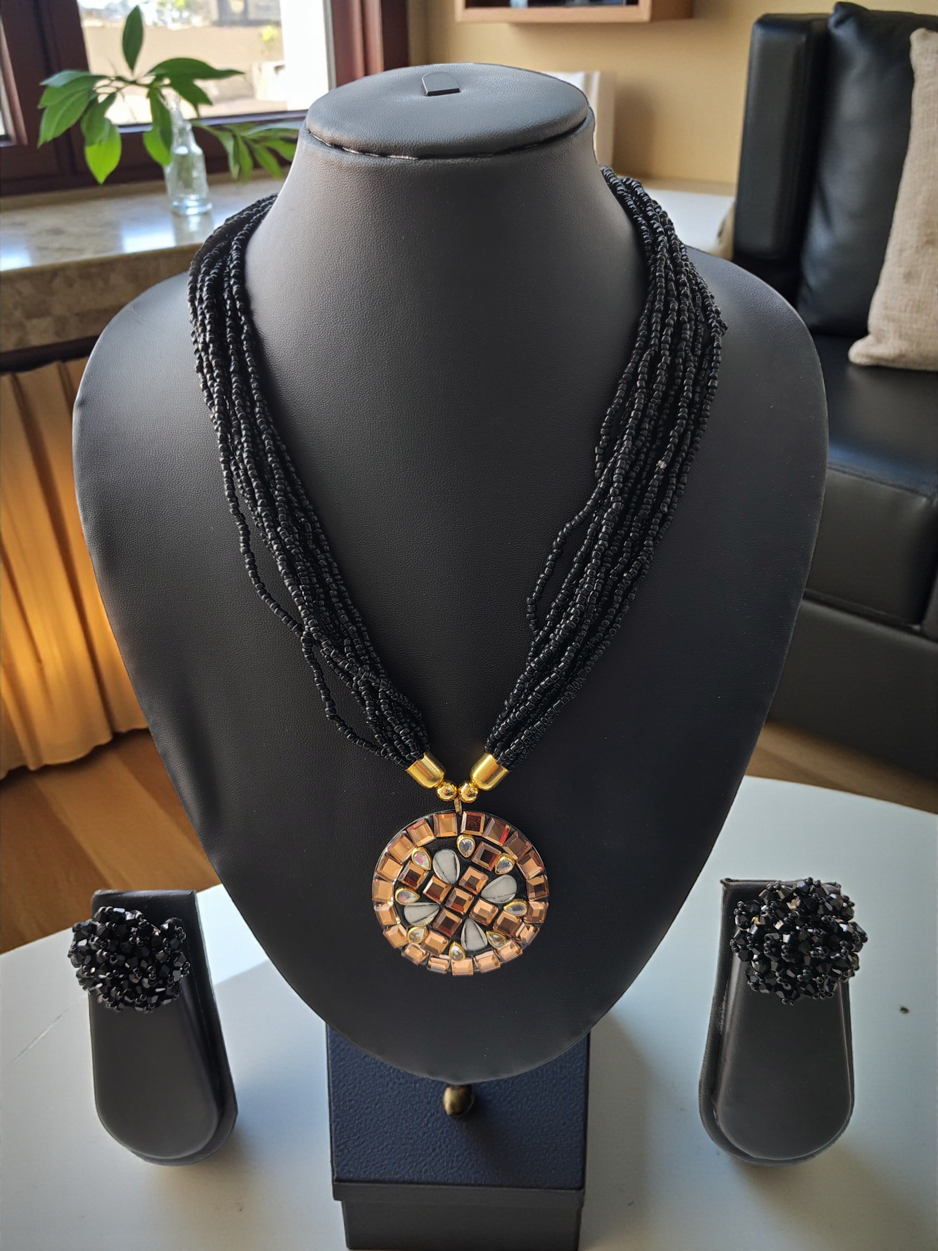 Occasion Wear Multi-Strand Mosaic Necklace Set- 9 Colours Available