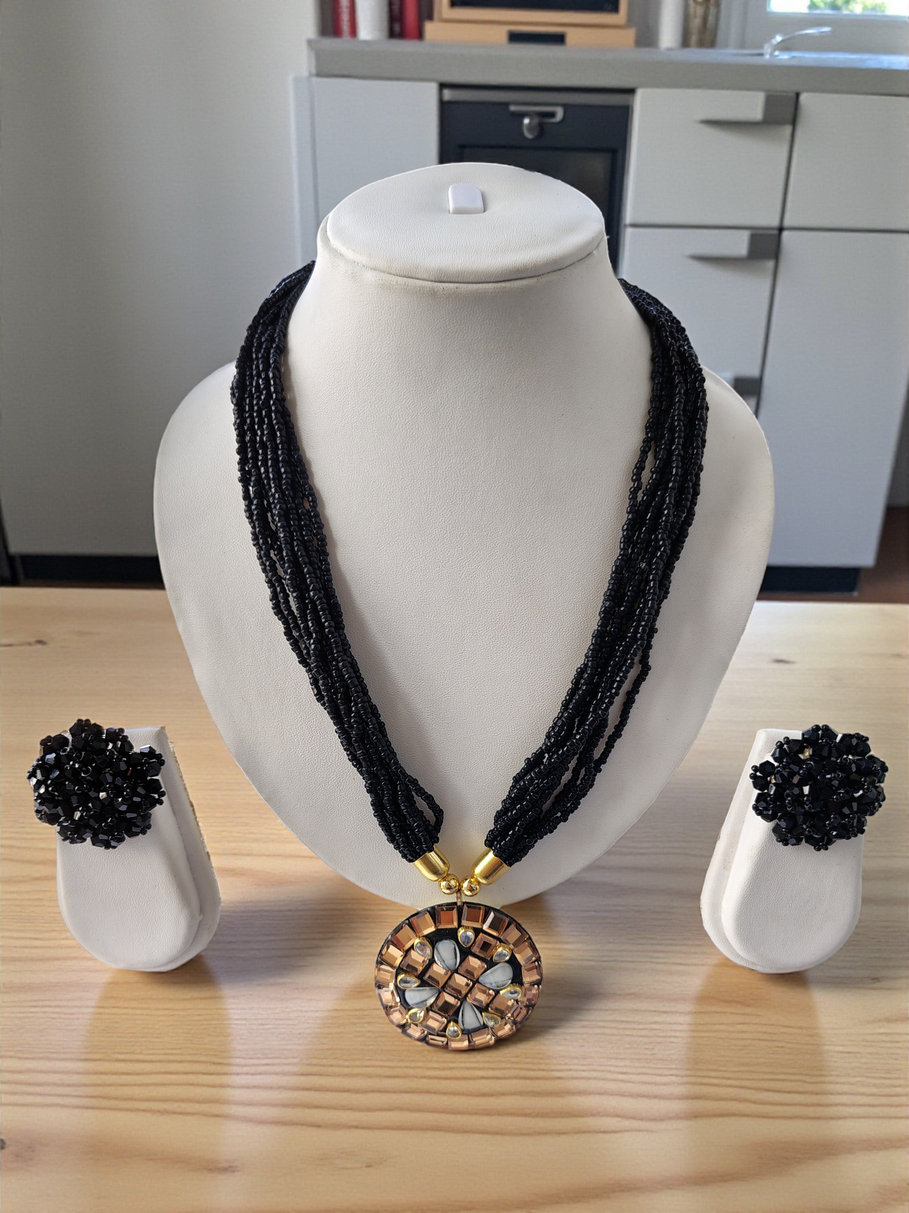Occasion Wear Multi-Strand Mosaic Necklace Set- 9 Colours Available