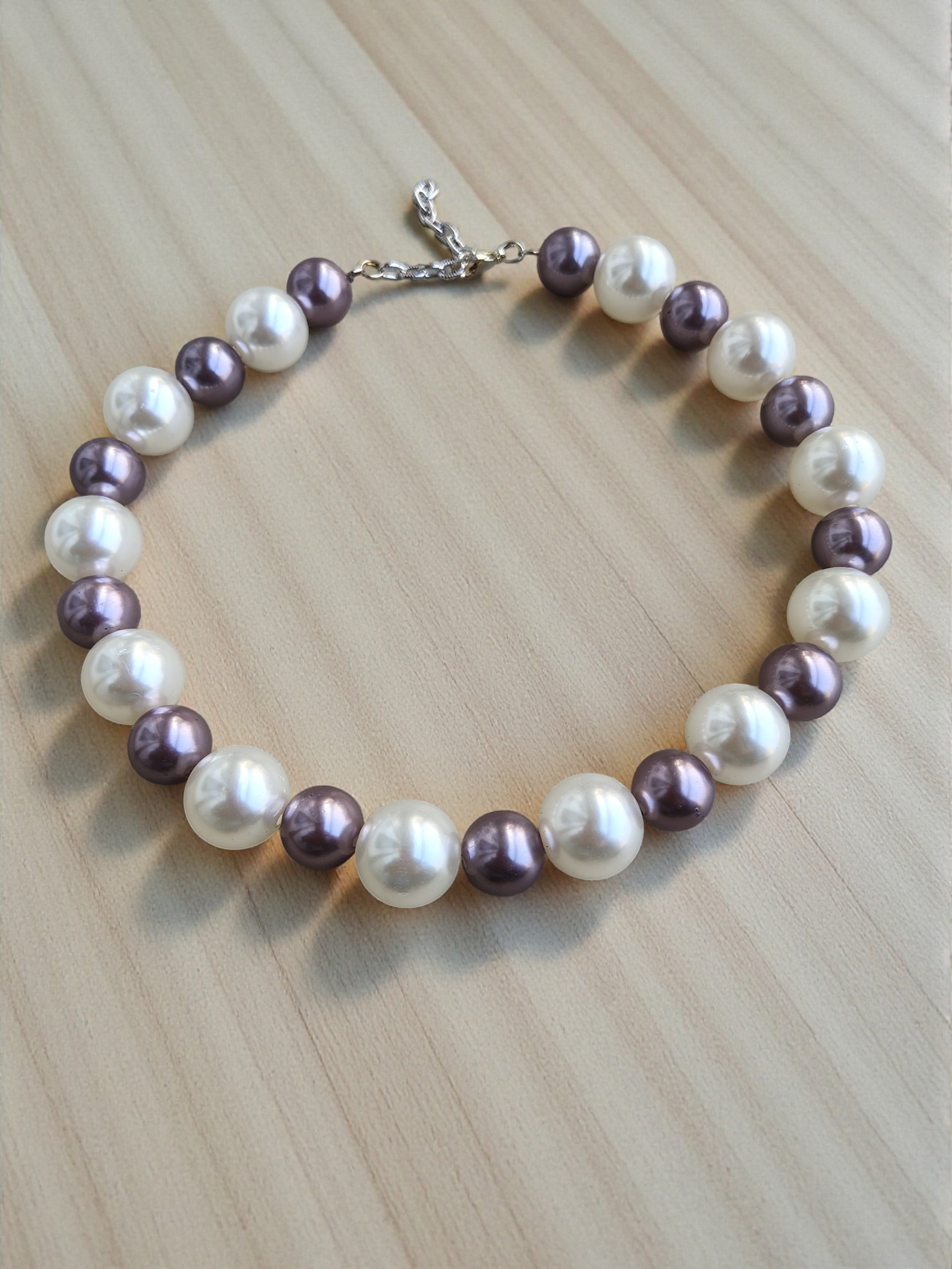 White & Lavender Pearl Statement Necklace