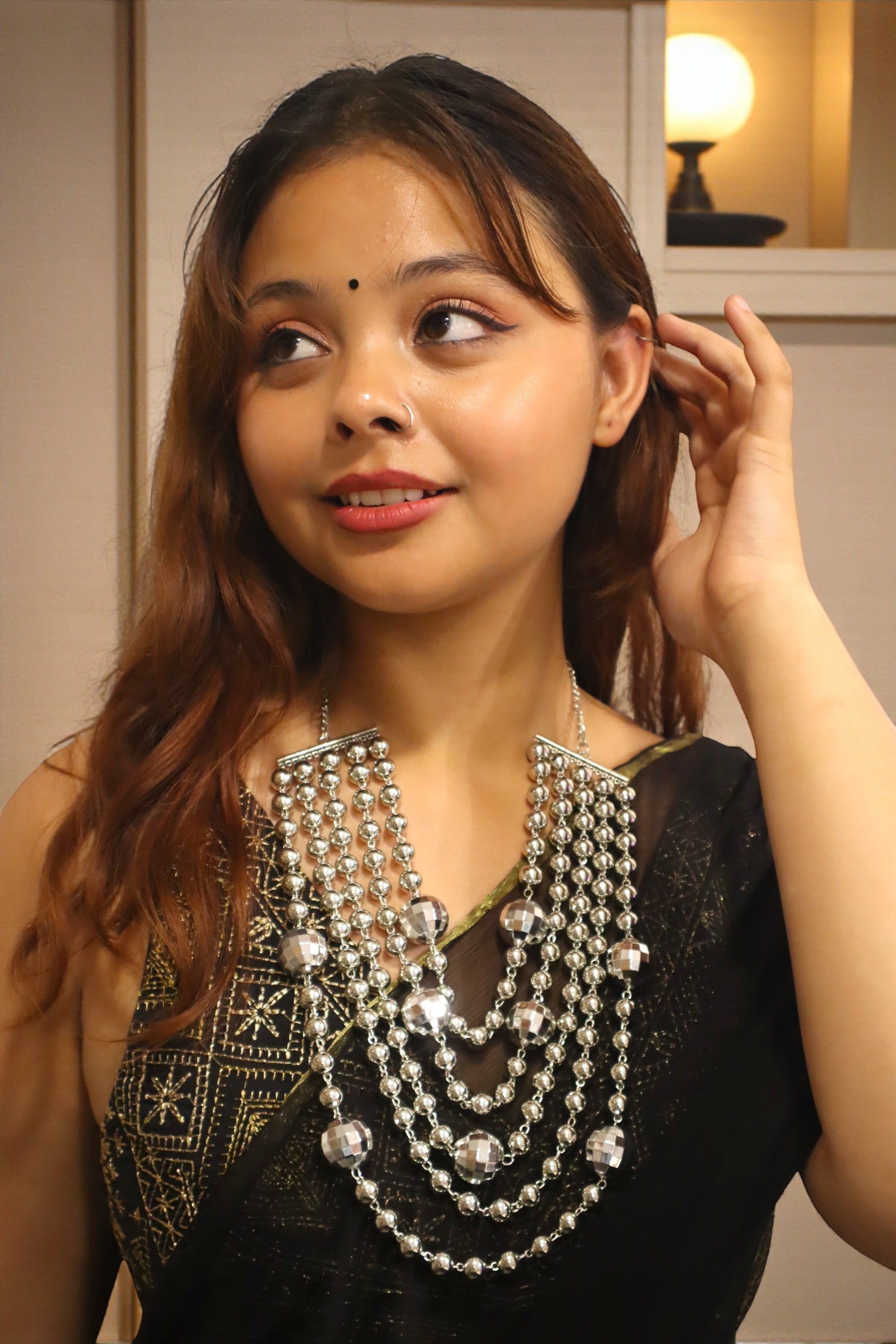 Starlit Bells Luxe Party Necklace - Handmade