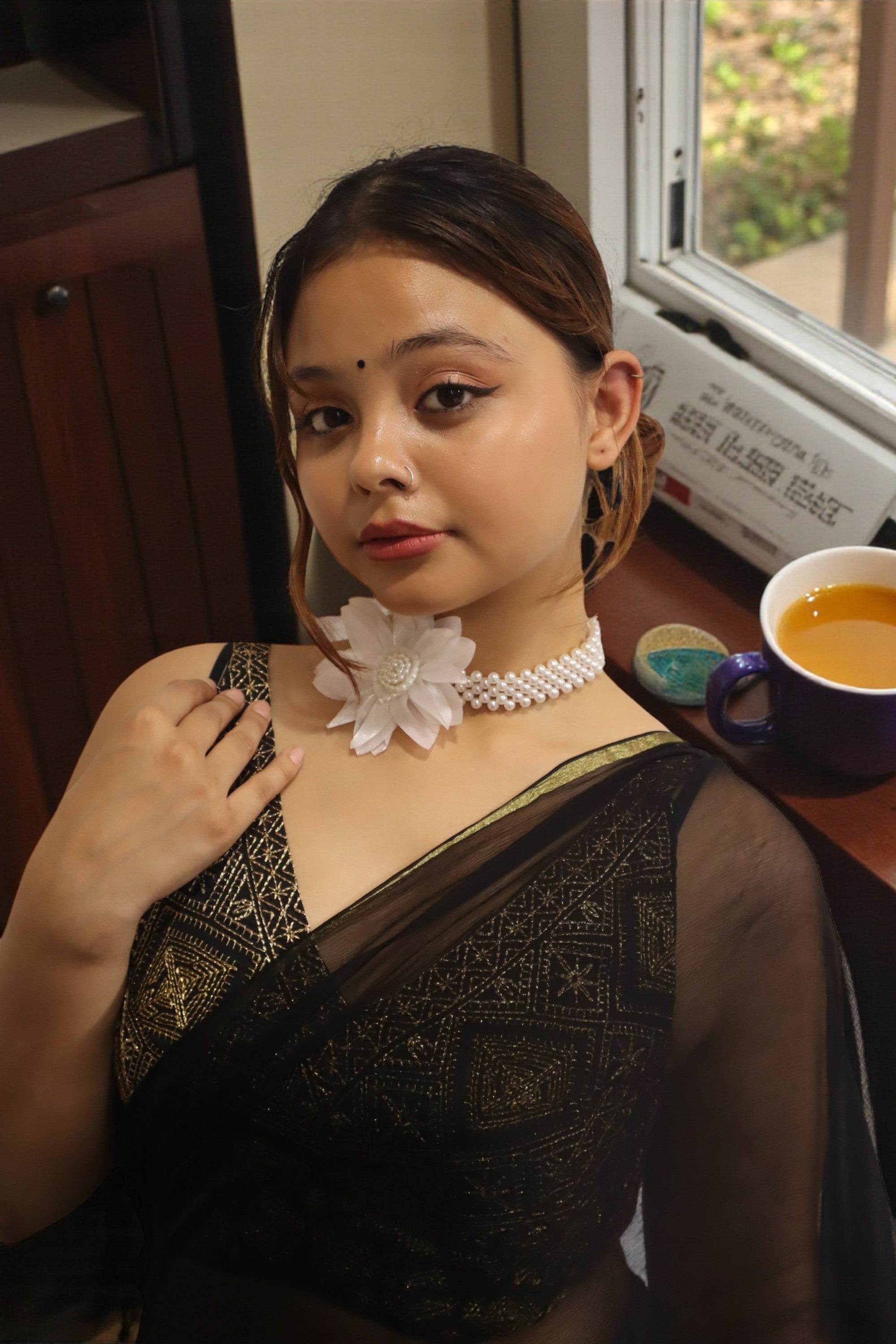 Bloom in White Statement Choker - HANDMADE