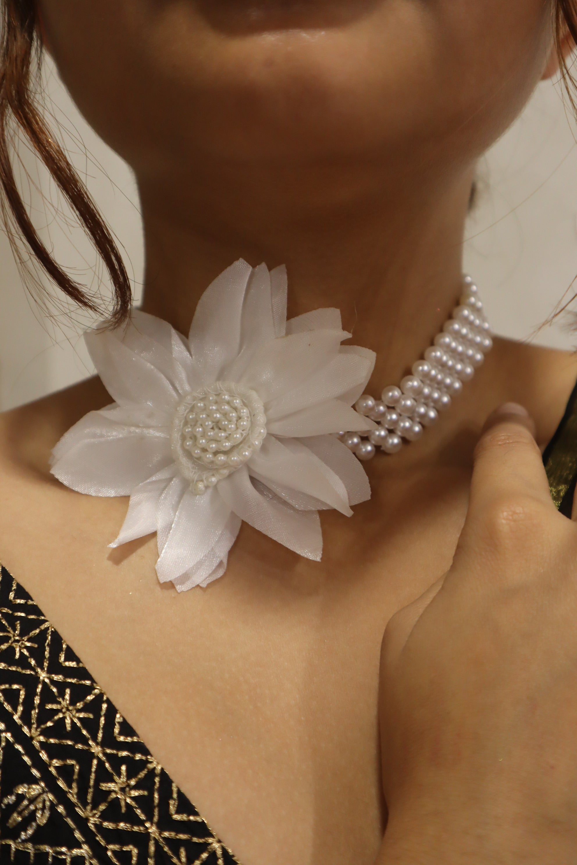 Bloom in White Statement Choker - HANDMADE