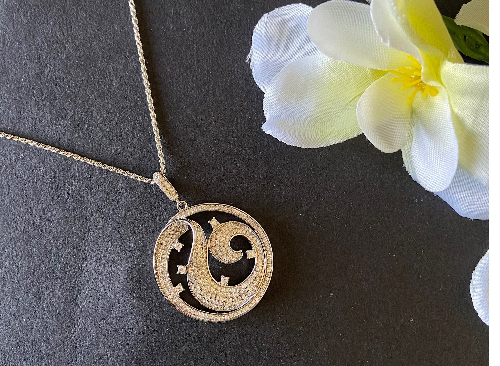 Designer Round Silver Pendant