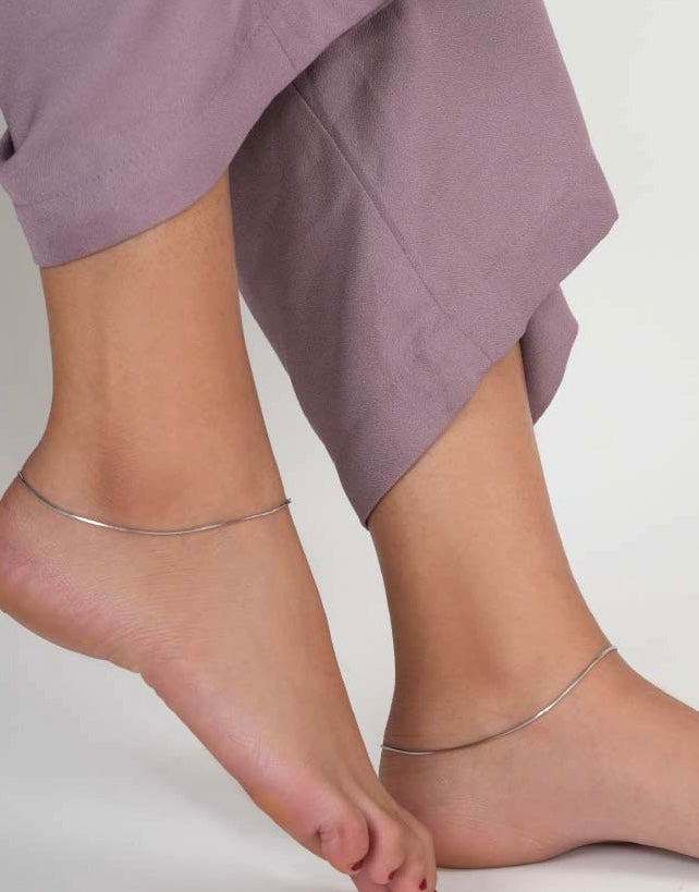 Classic Sleek Snake Sterling Silver Anklet