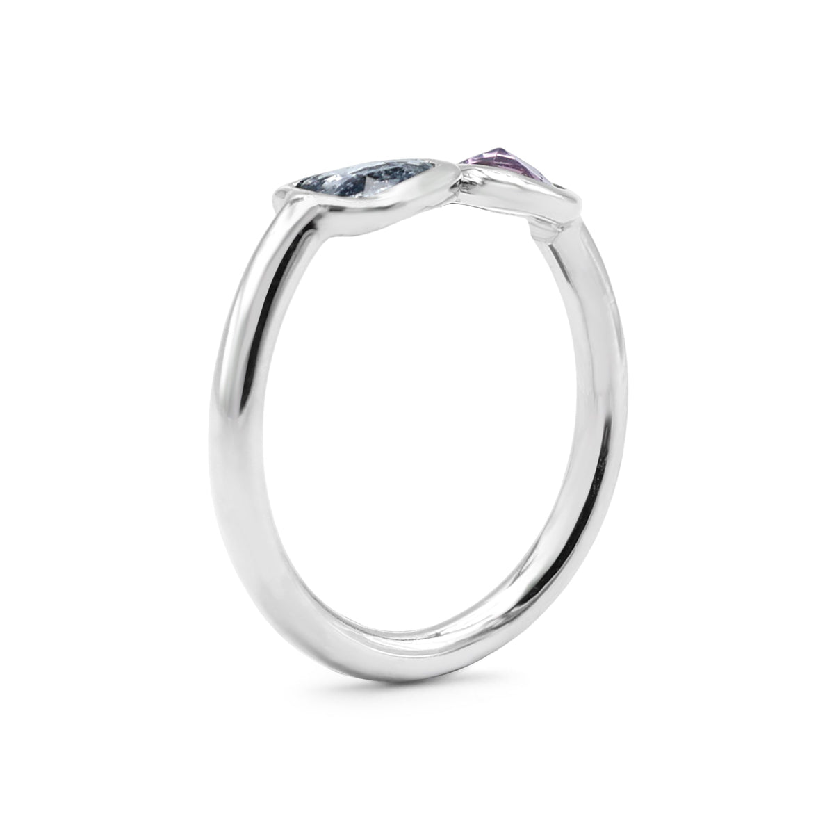 Organic Freeform Pink & Blue Sapphire Toi et Moi Ring in 925 Sterling Silver