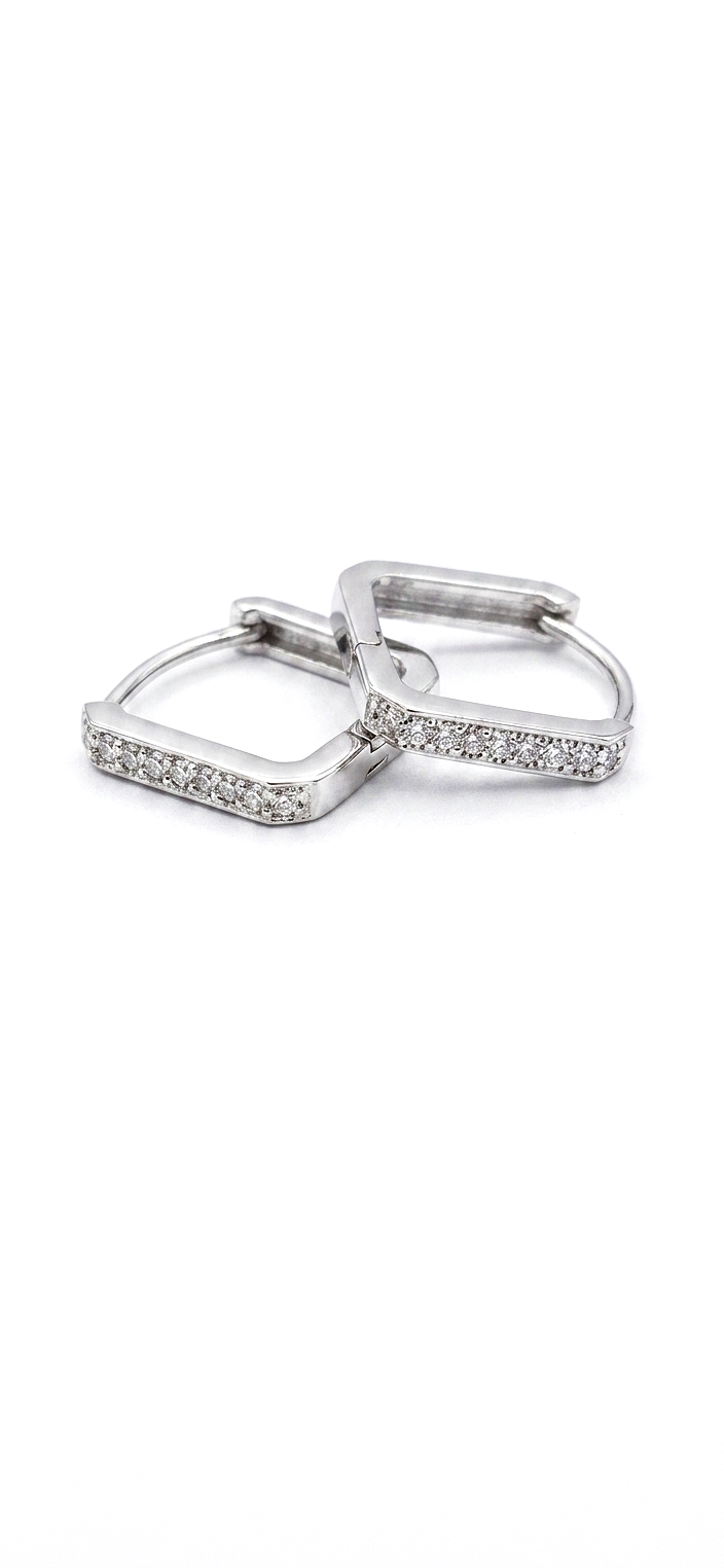 Elegant Geometric Cubic Zirconia Square Hoops - 925 Silver
