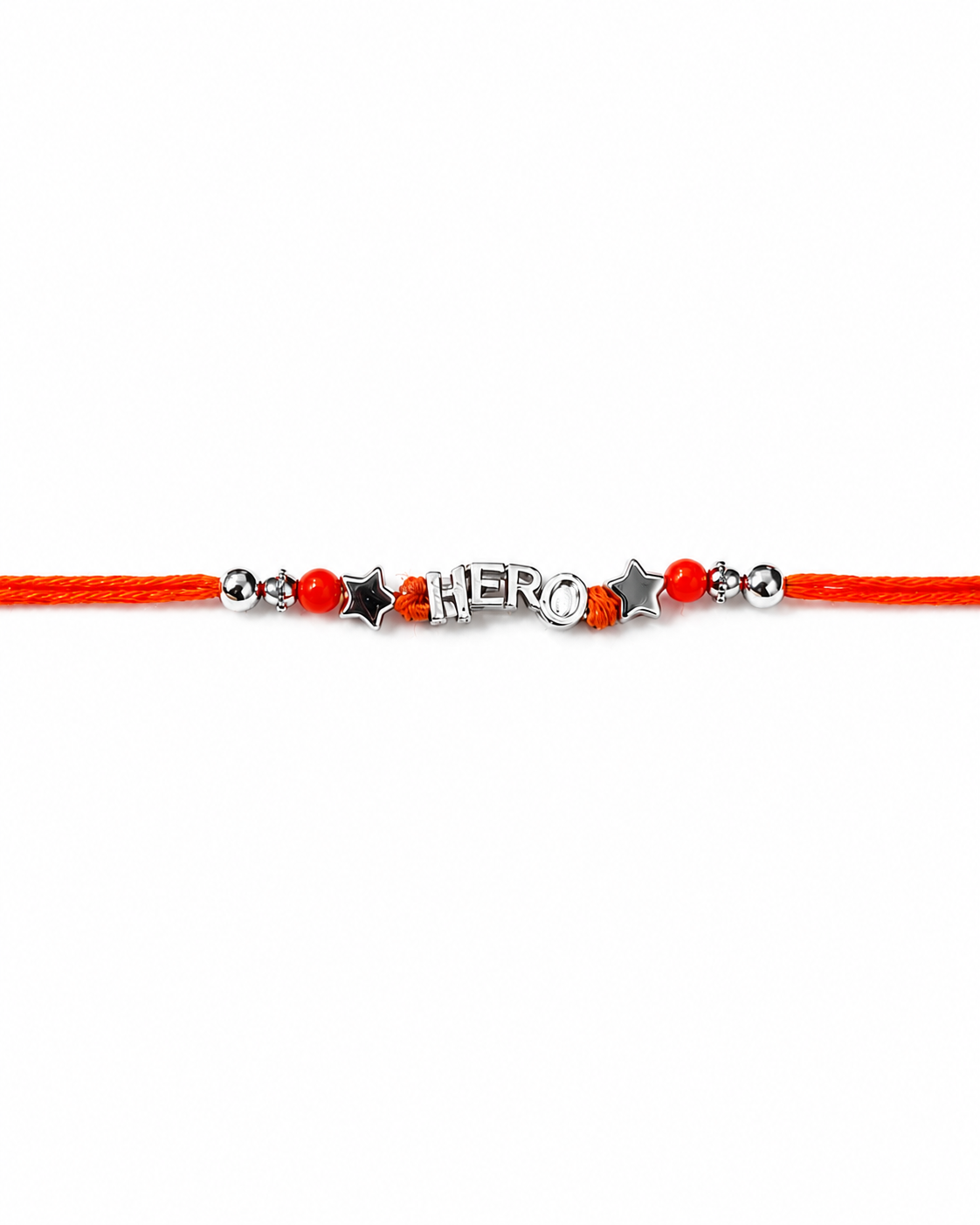 925 Silver Hero Rakhi, Orange Thread | House of Diana
