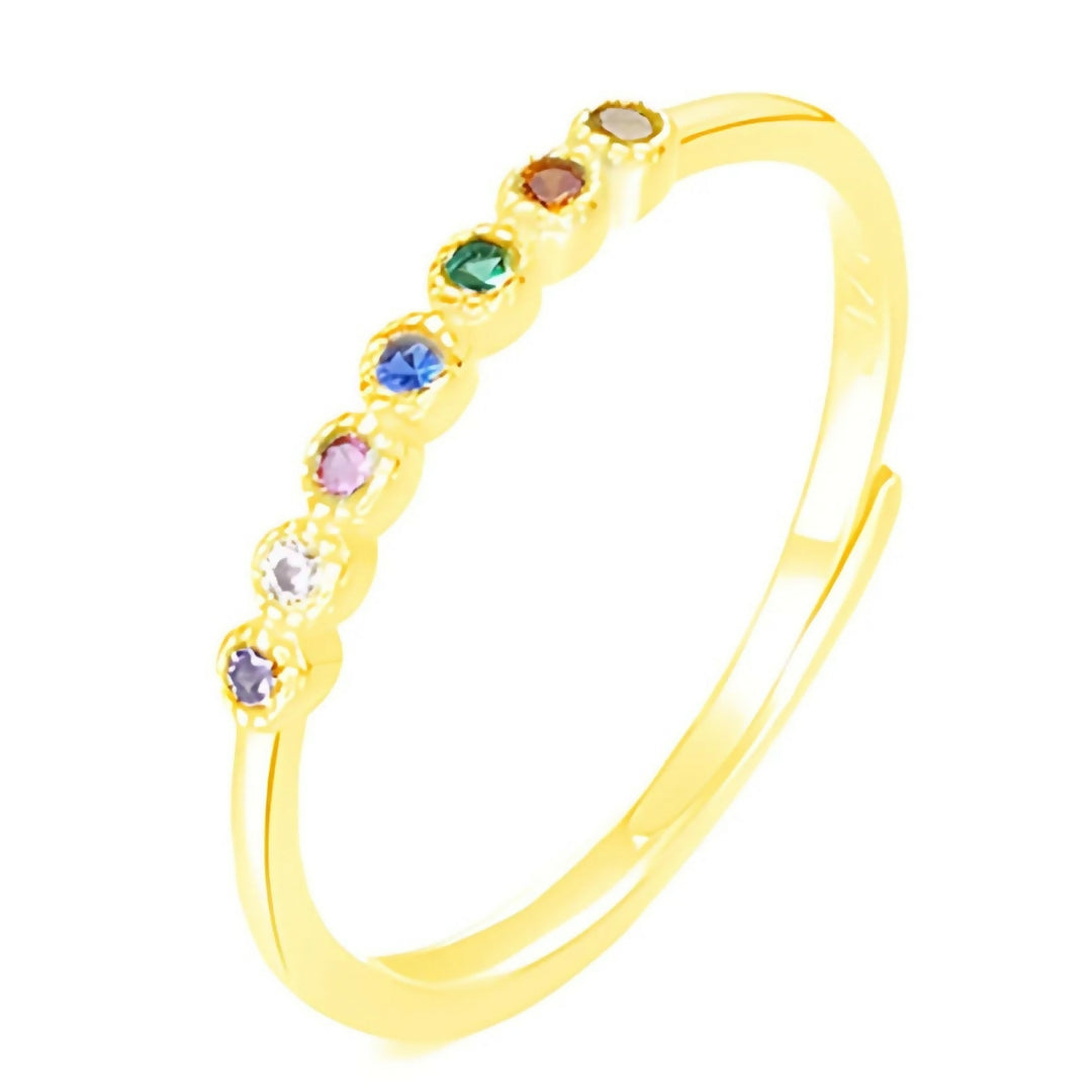Brd Jewelry 925 Sterling Silver Gold Plated Muticolor Cz Adjustable Ring I Gold Dainty Ring For Women & Girls