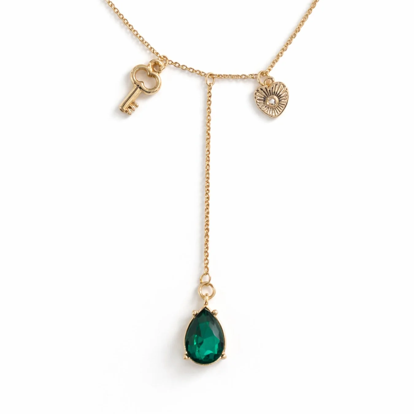 Gold Charm Drop Necklace