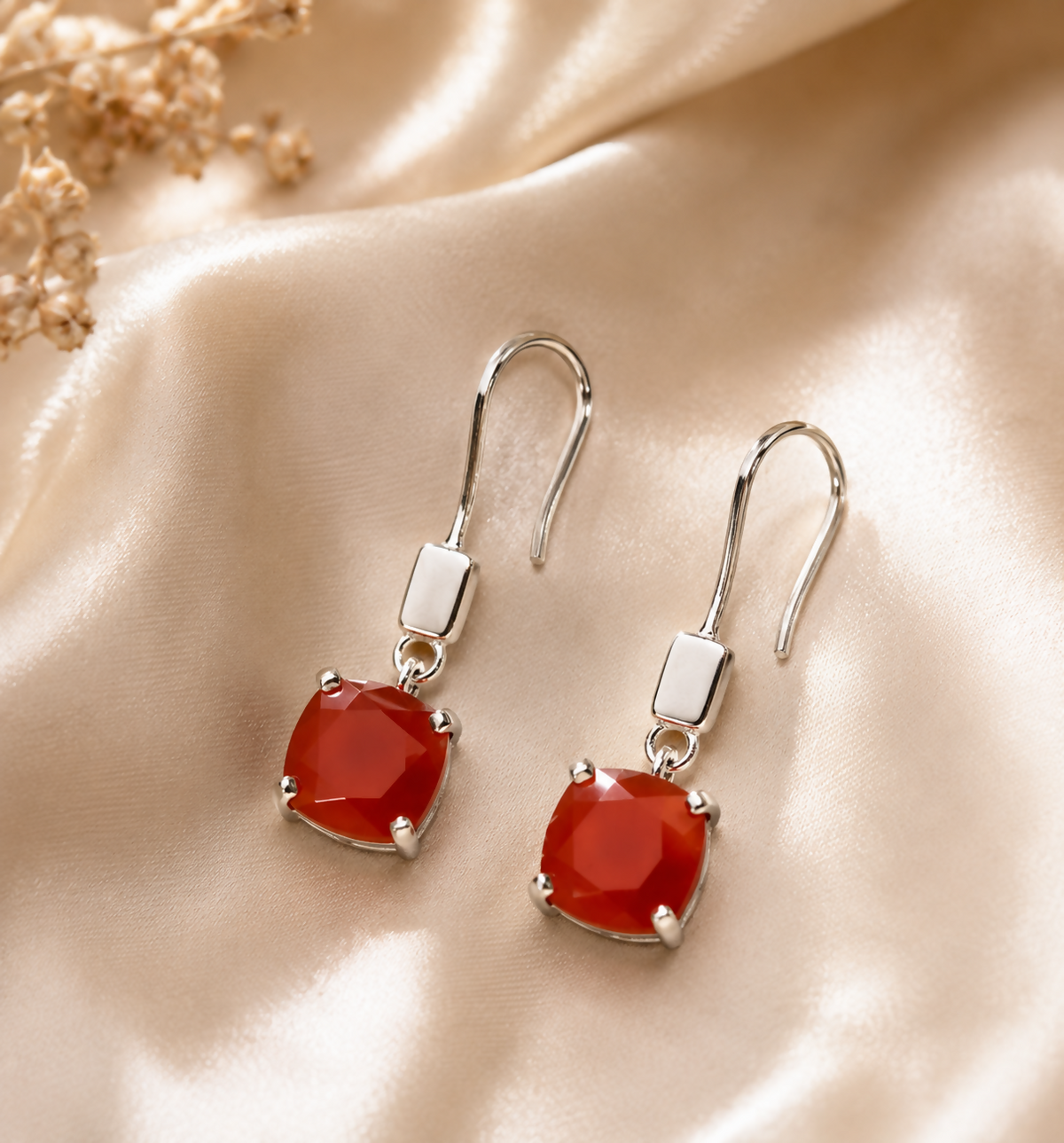 Rouge Carré Carnelian 925 Sterling Silver Earrings