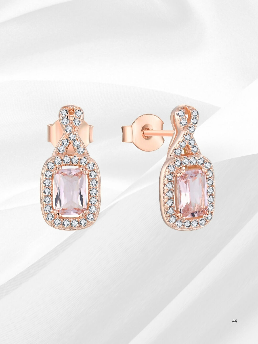 925 Sterling Silver Rosegold Plated Morganite Cz Drop Earrings I Pink Stone Earrings For Women & Girls