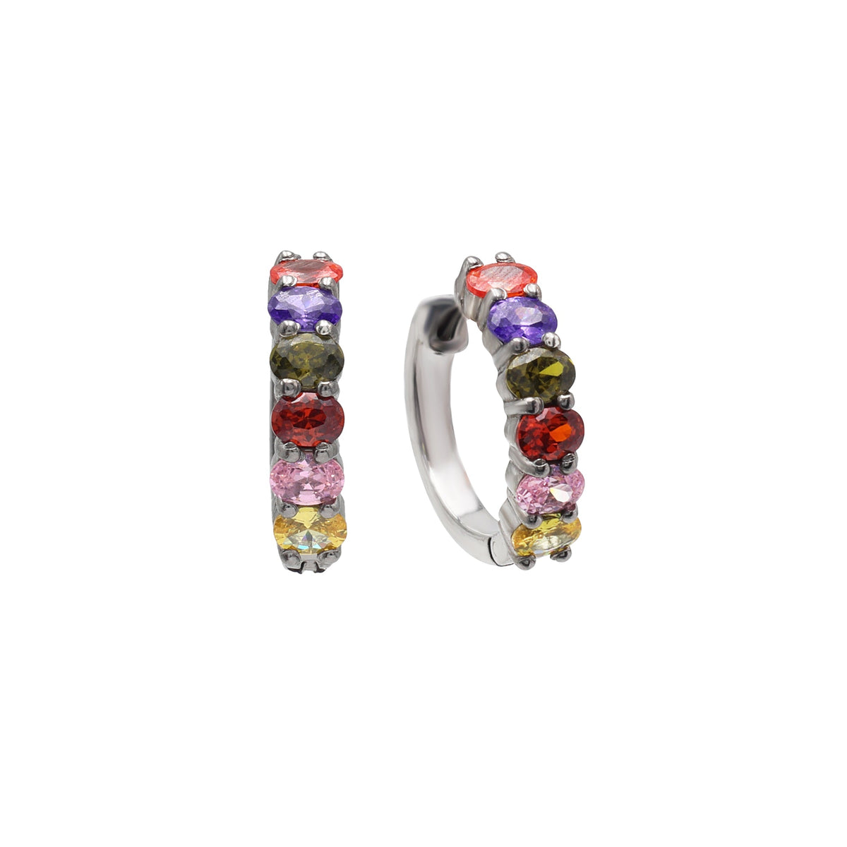Lab-Grown Multicolour Stone Earrings Side View