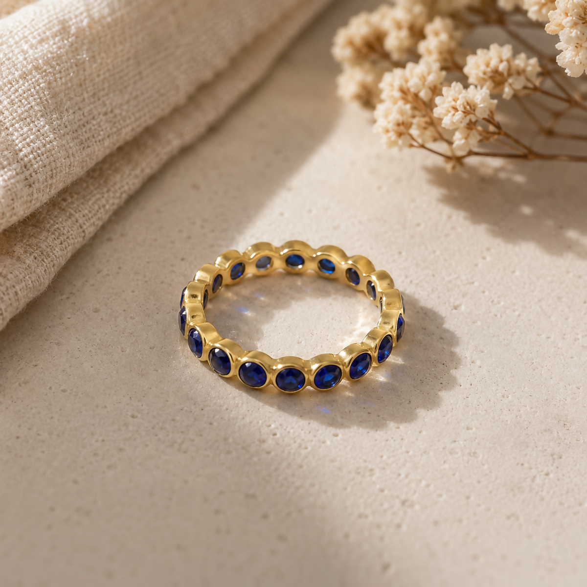 Blue Hydro Gold-Plated 925 Sterling Silver Ring