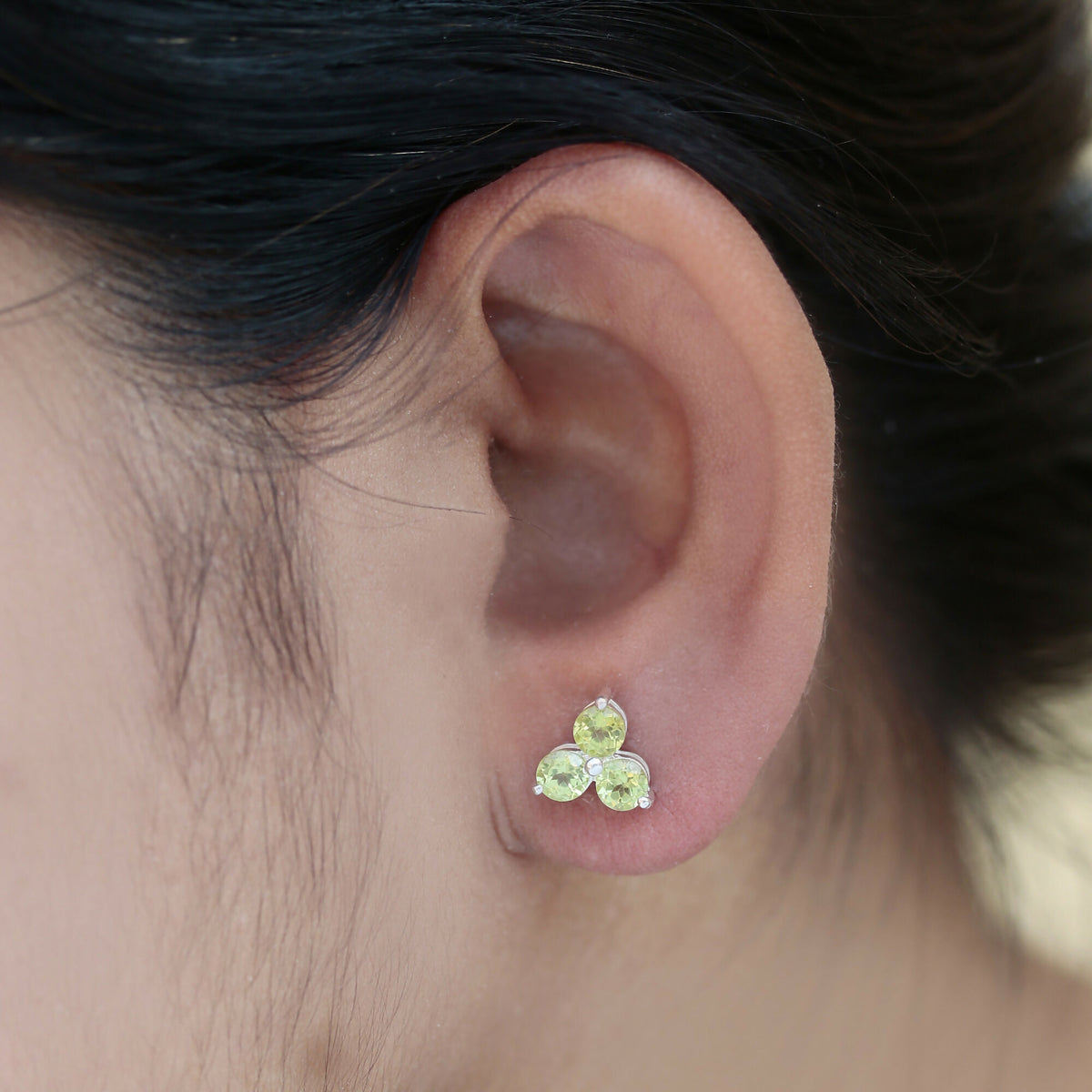 925 Sterling Silver Peridot Earrings for Women | Natural Light Green Gemstone Drop Earrings | Elegant Silver Jewelry