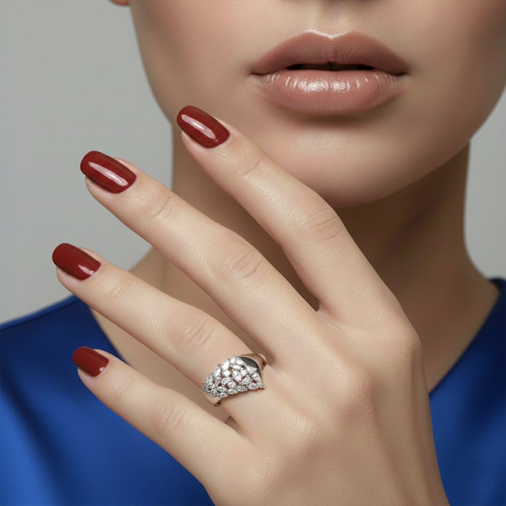 Luxe Leaf Cluster Statement Ring