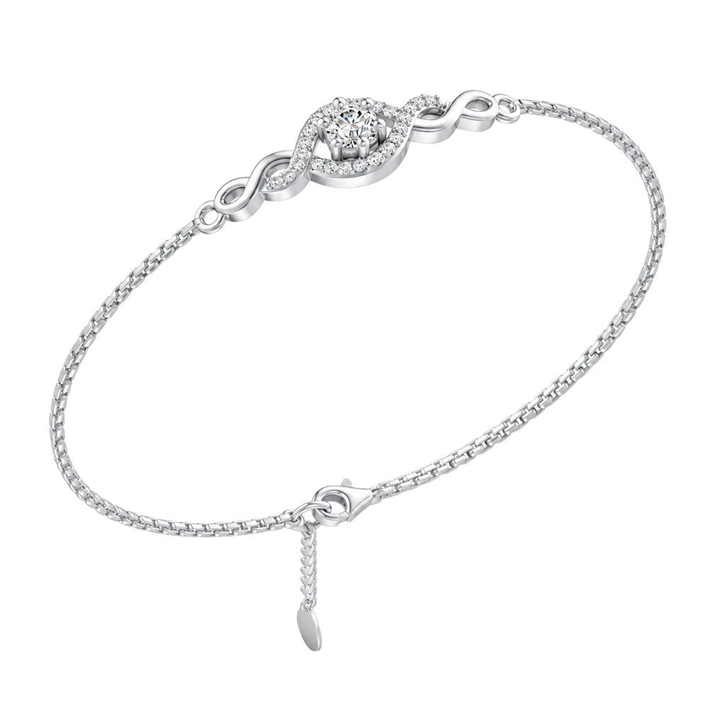 Eternal Halo Pure Rhodium Plated 925 sterling silver bracelet