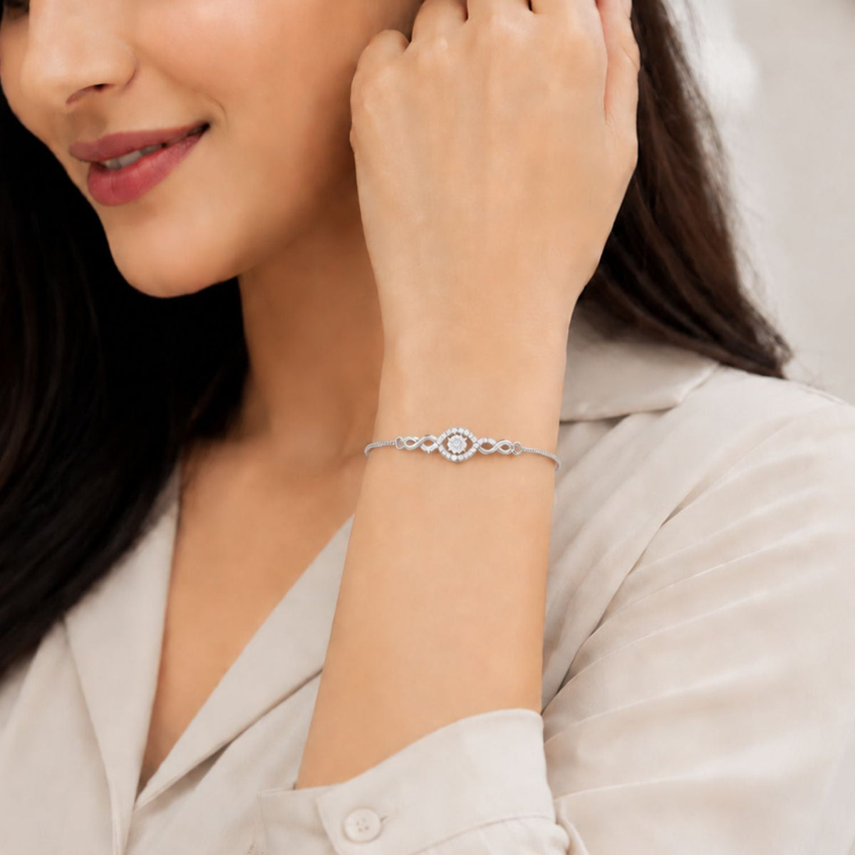 Eternal Halo Pure Rhodium Plated 925 sterling silver bracelet