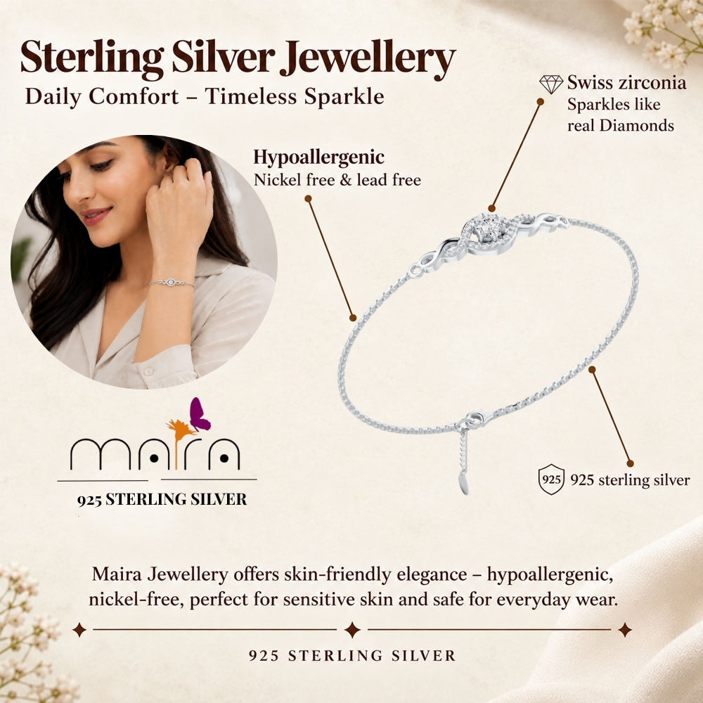 Eternal Halo Pure Rhodium Plated 925 sterling silver bracelet