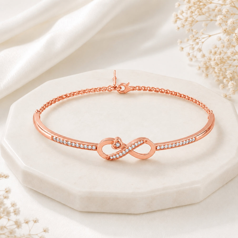 Infinite Promise Rose Gold Plated 925 Sterling Silver Infinity Bracelet