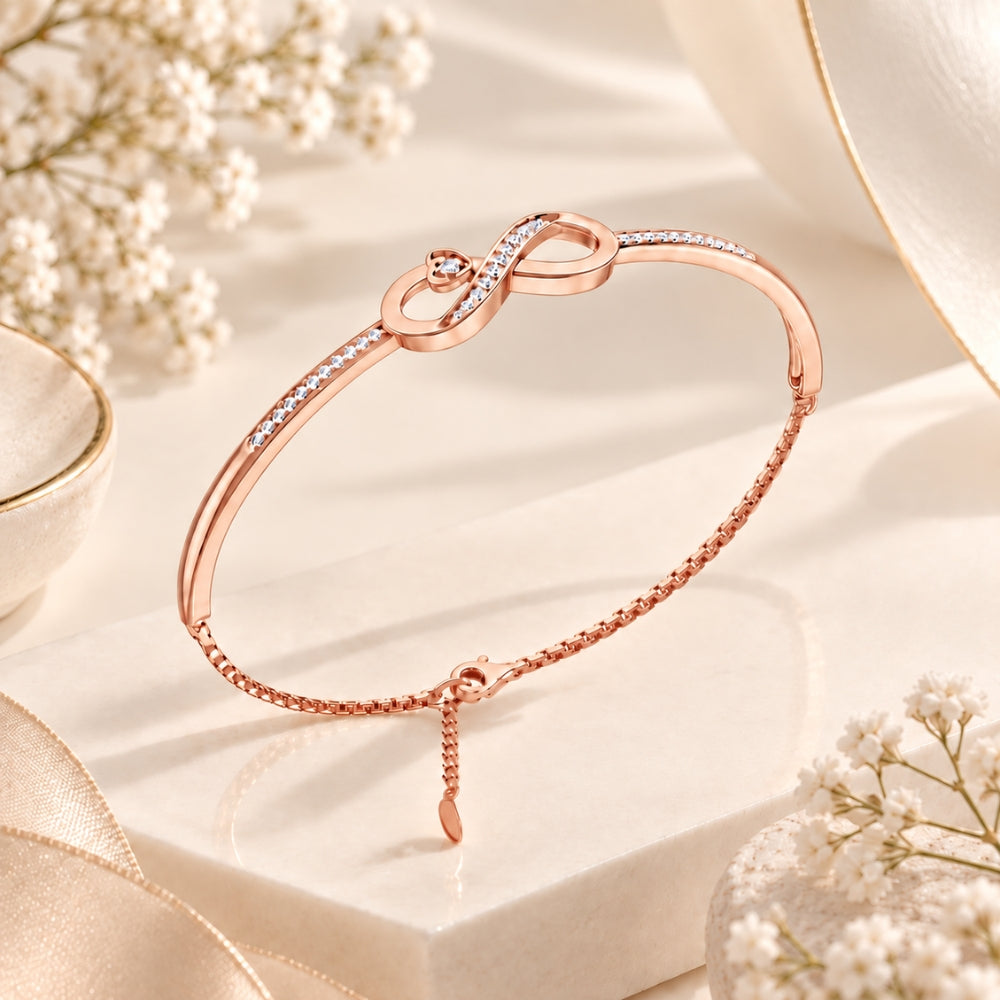 Infinite Promise Rose Gold Plated 925 Sterling Silver Infinity Bracelet