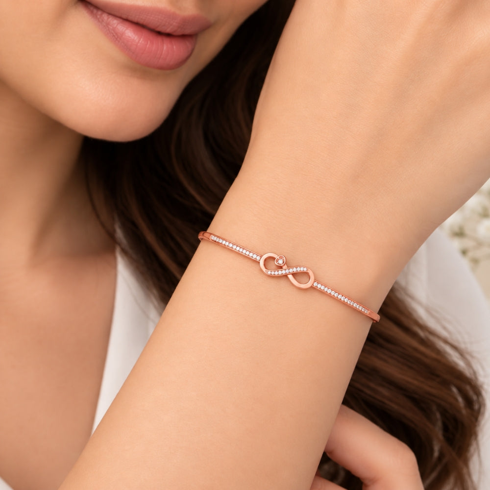 Infinite Promise Rose Gold Plated 925 Sterling Silver Infinity Bracelet