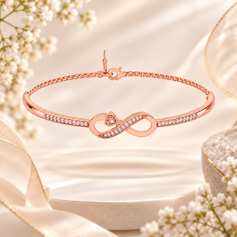 Infinite Promise Rose Gold Plated 925 Sterling Silver Infinity Bracelet