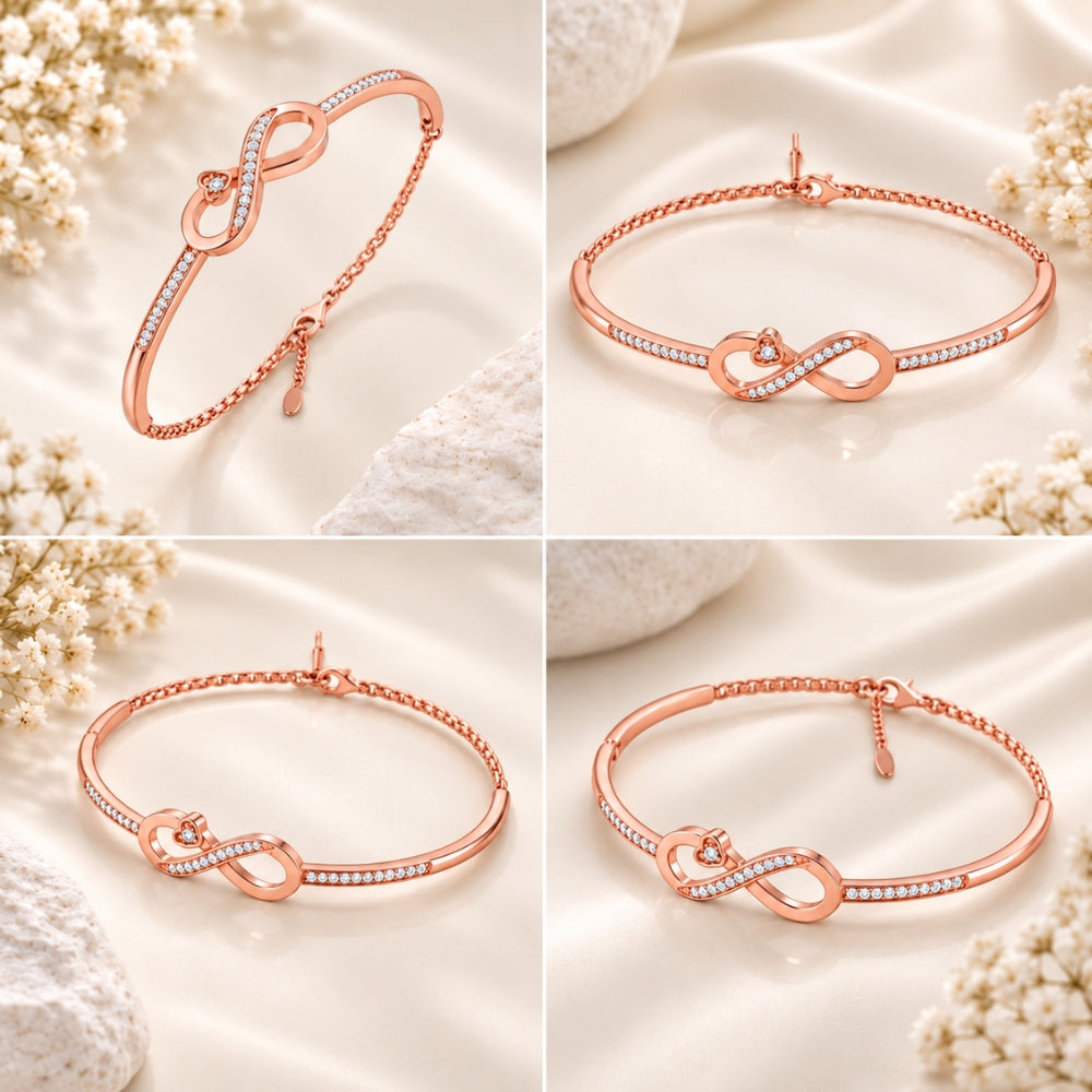 Infinite Promise Rose Gold Plated 925 Sterling Silver Infinity Bracelet