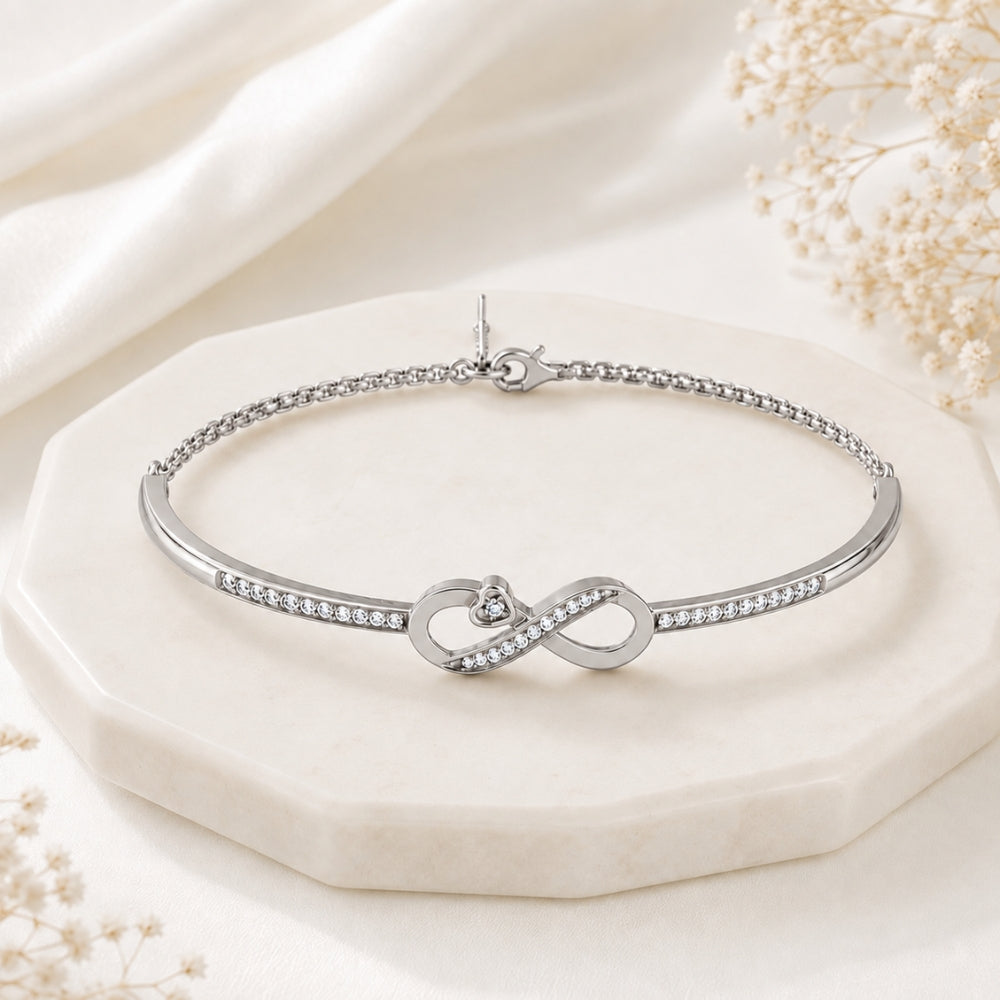 Infinite Promise Rhodium plated 925 Sterling Silver Infinity Bracelet