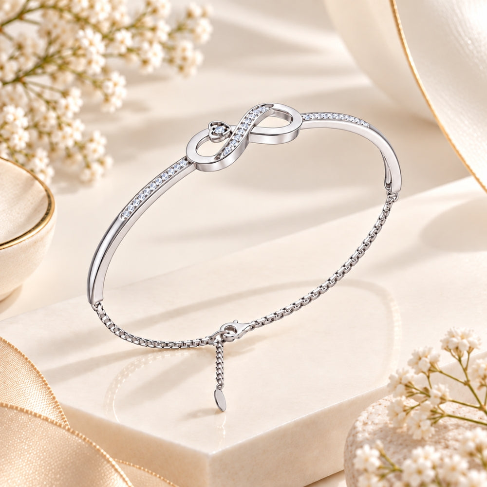 Infinite Promise Rhodium plated 925 Sterling Silver Infinity Bracelet