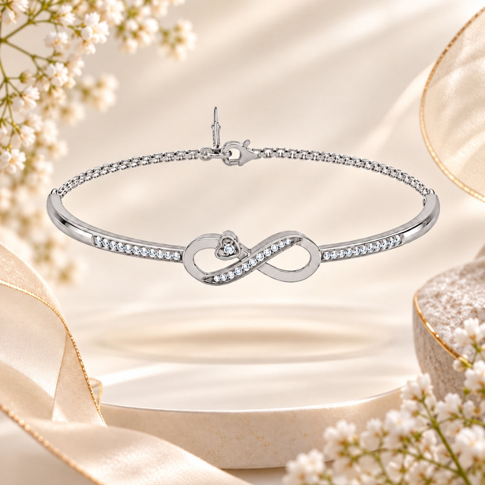 Infinite Promise Rhodium plated 925 Sterling Silver Infinity Bracelet