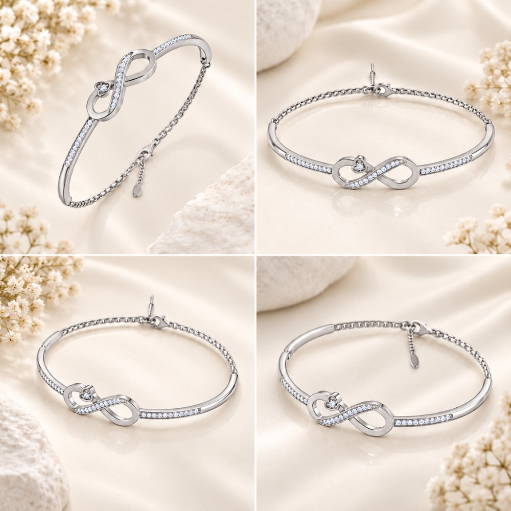 Infinite Promise Rhodium plated 925 Sterling Silver Infinity Bracelet