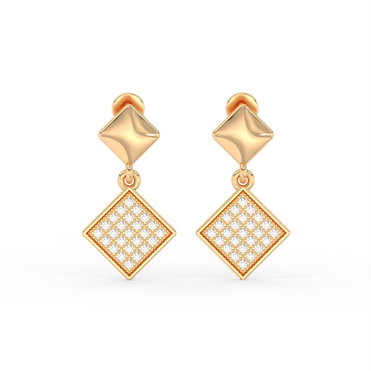Veyra Geometric Diamond Gold Plated 925 sterling silver Drop Earrings