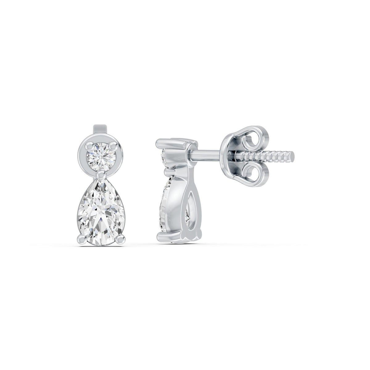 Elara Duo Drop Rhodium Plated 925 Sterling Silver Studs