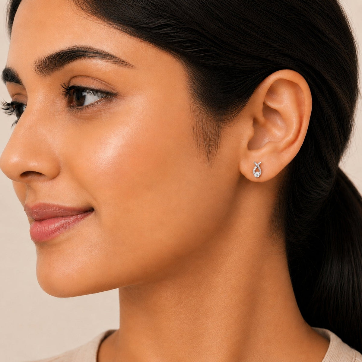 Elara Duo Drop Rhodium Plated 925 Sterling Silver Studs